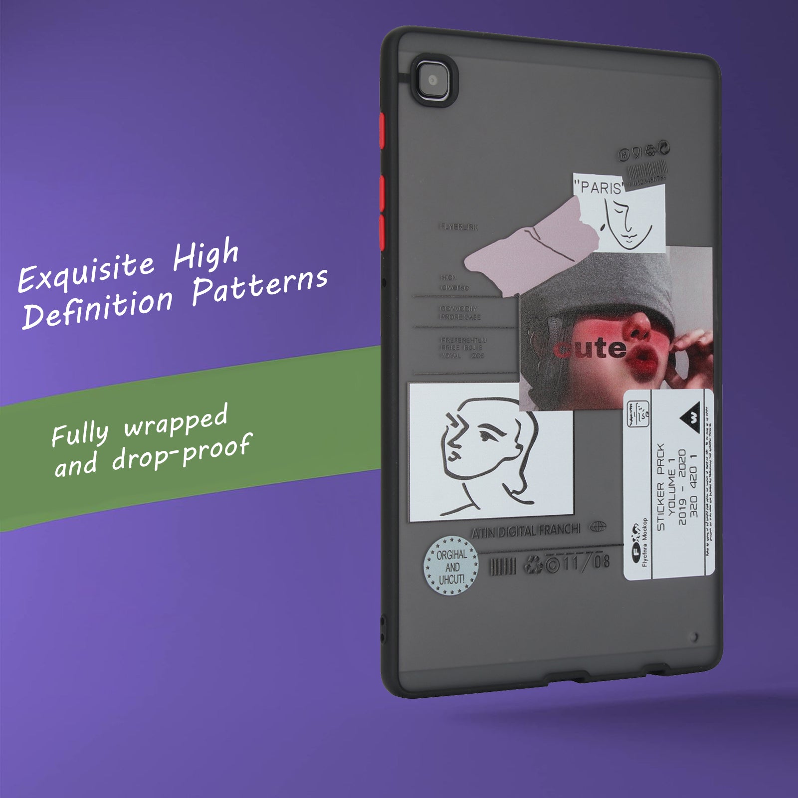 For Samsung Galaxy Tab A7 Lite 8.7-inch T225 / T220 Case Pattern Printing PC+TPU Tablet Anti-drop Cover