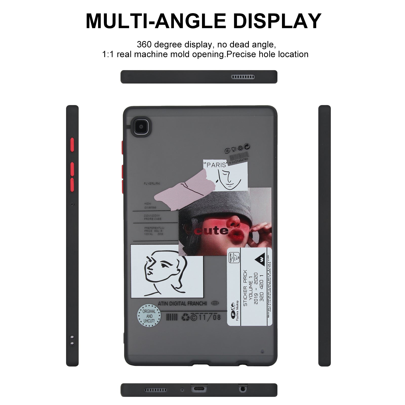 For Samsung Galaxy Tab A7 Lite 8.7-inch T225 / T220 Case Pattern Printing PC+TPU Tablet Anti-drop Cover