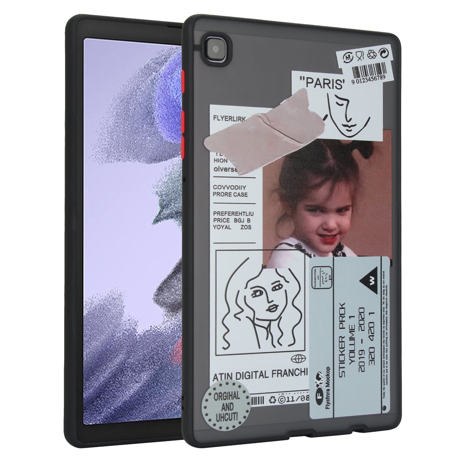 For Samsung Galaxy Tab A7 Lite 8.7-inch T225 / T220 Case Pattern Printing PC+TPU Tablet Anti-drop Cover