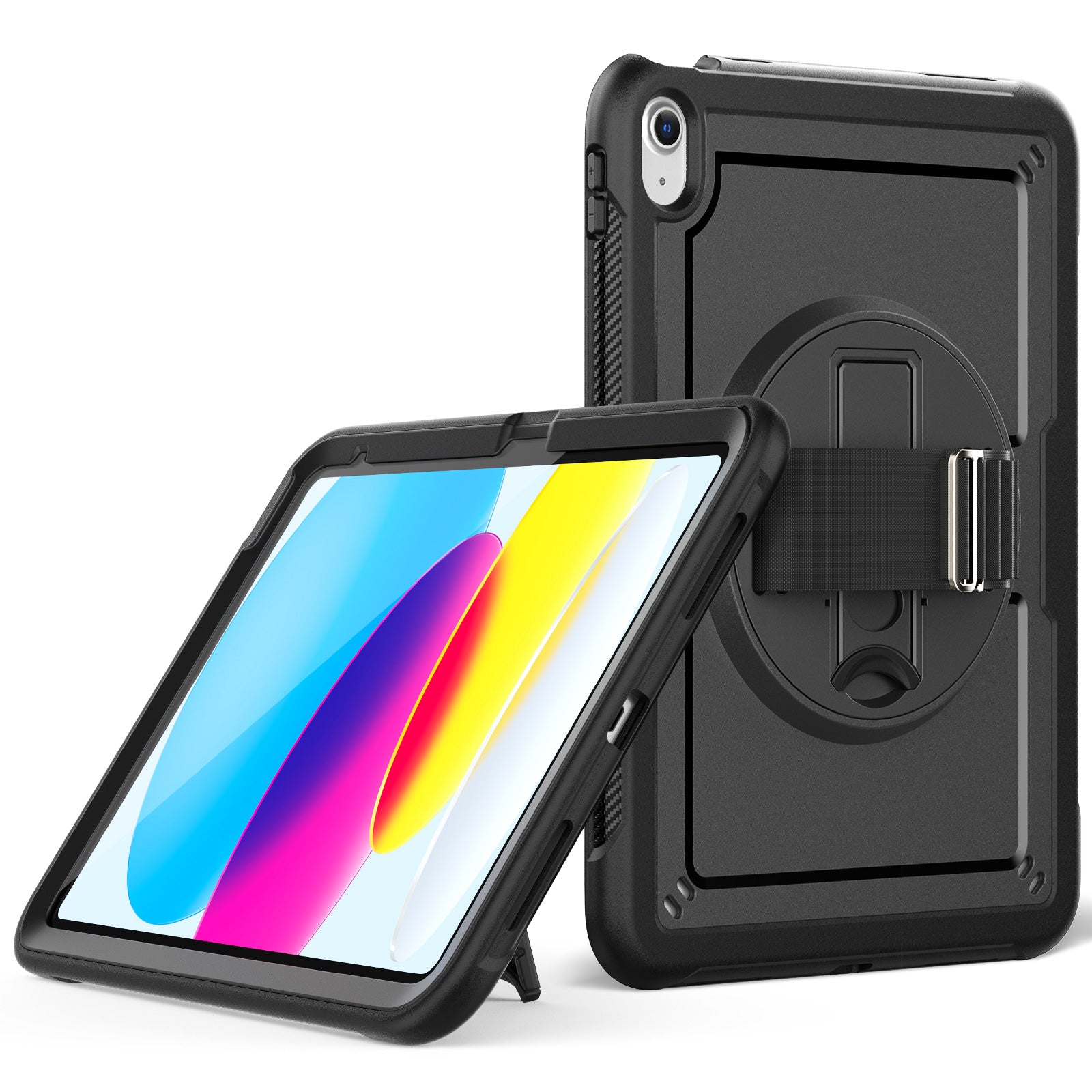 Tablet Case for iPad 10.9 (2022) (A2696) Hand Strap Kickstand PC+TPU Cover Drop-proof