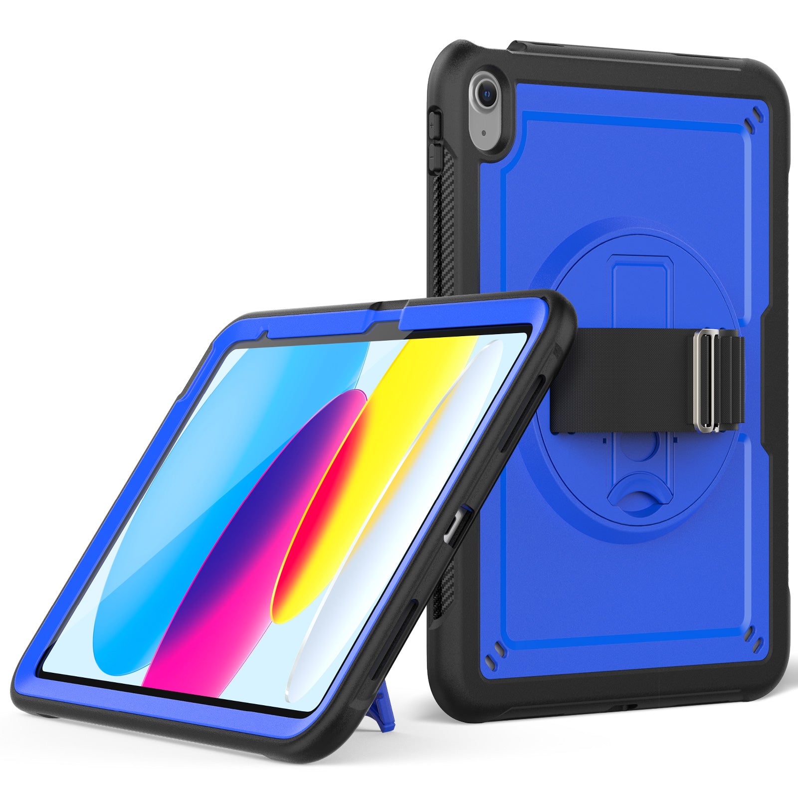 Tablet Case for iPad 10.9 (2022) (A2696) Hand Strap Kickstand PC+TPU Cover Drop-proof