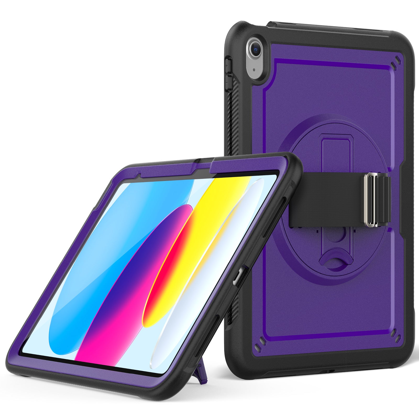 Tablet Case for iPad 10.9 (2022) (A2696) Hand Strap Kickstand PC+TPU Cover Drop-proof