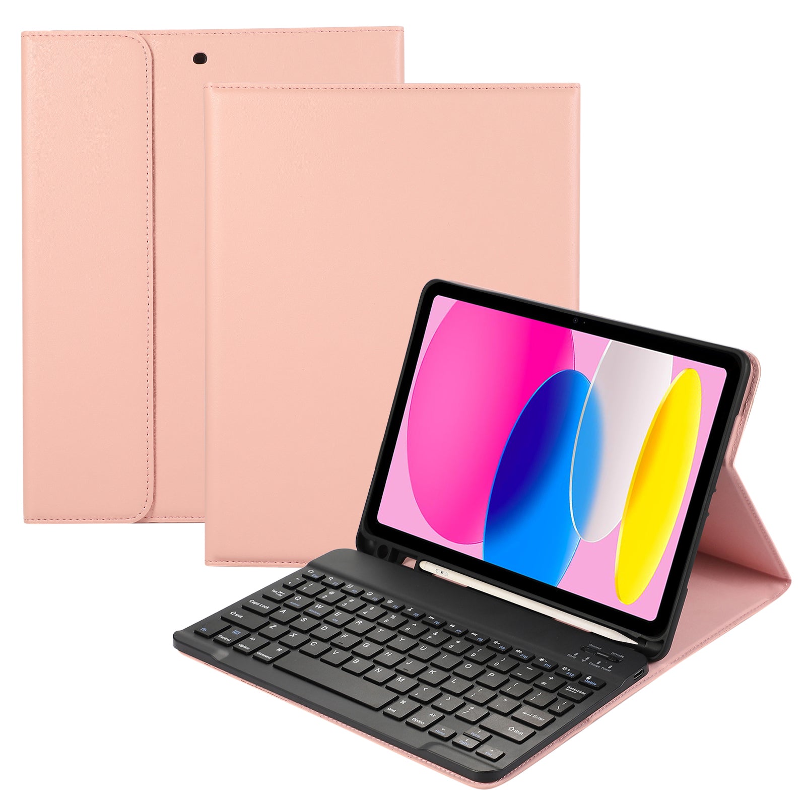 For iPad 10.9 (2022) Detachable Bluetooth Keyboard Leather Tablet Stand Case Cover