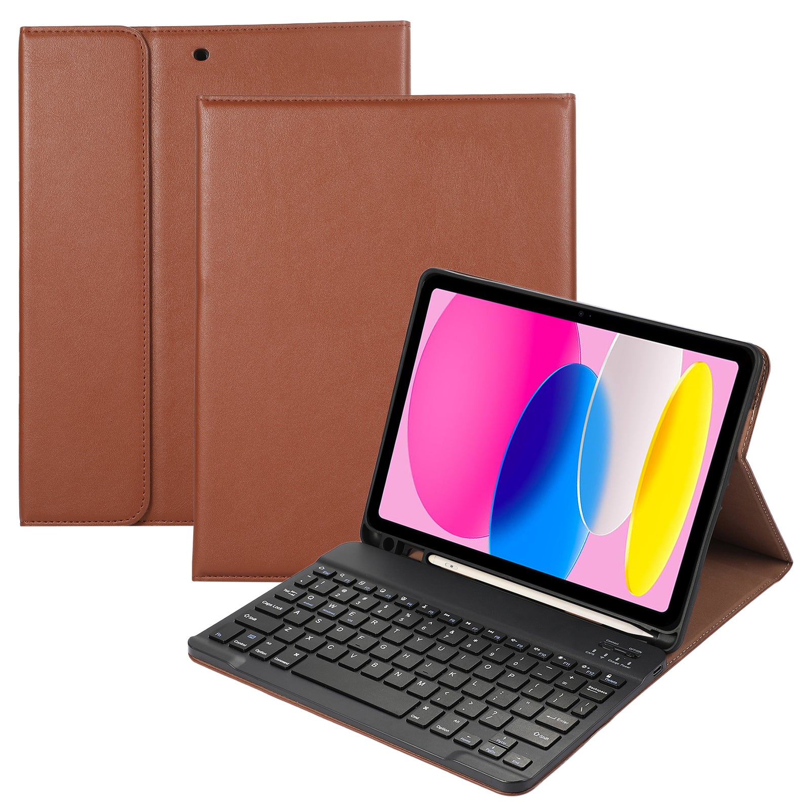 For iPad 10.9 (2022) Detachable Bluetooth Keyboard Leather Tablet Stand Case Cover