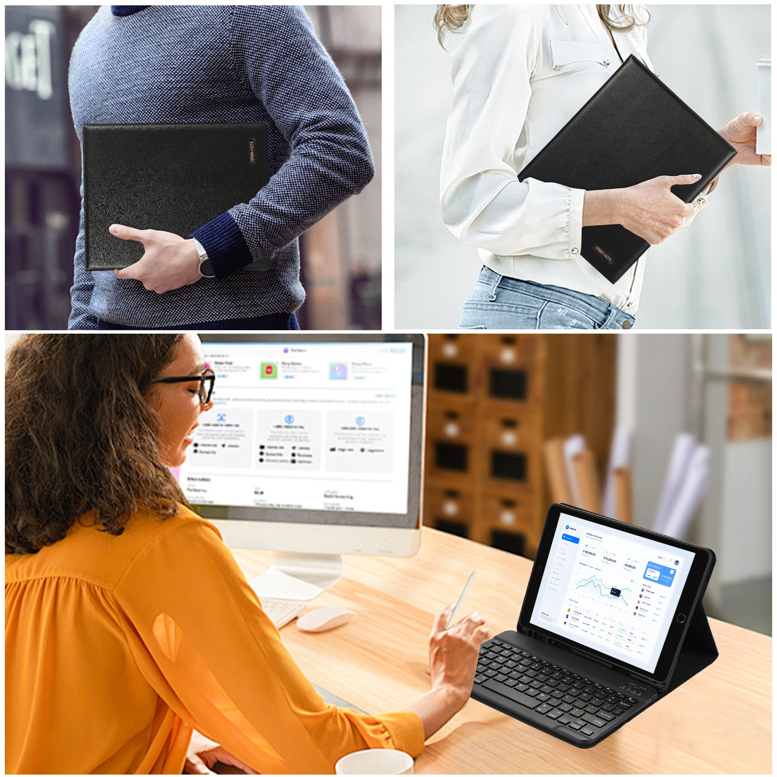 For iPad Pro 12.9 (2022) / (2021) / (2020) / (2018) 2 in 1 Bluetooth Keyboard Tablet Case Leather Stand