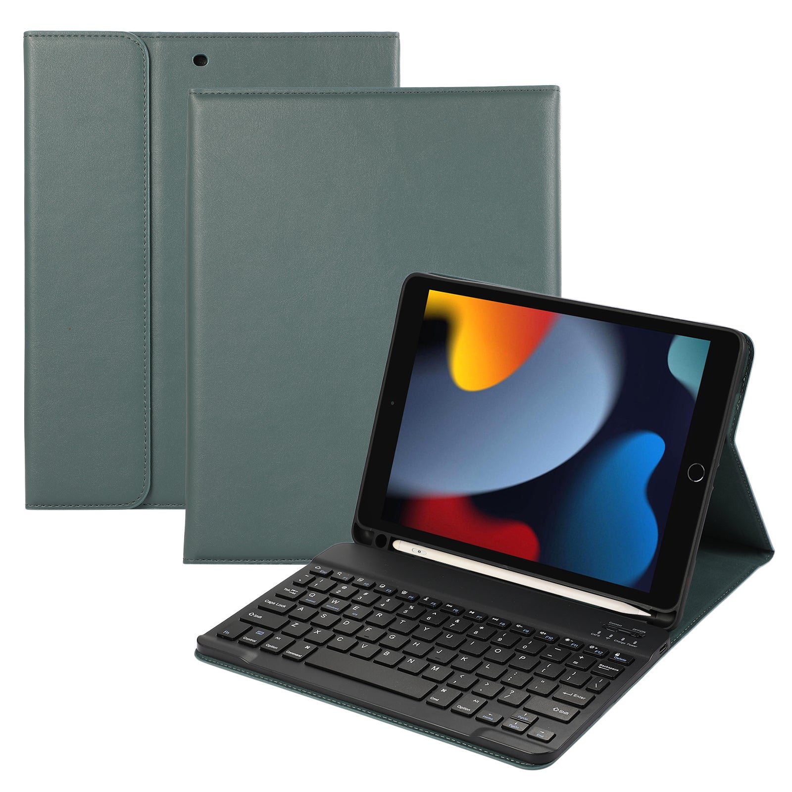 For iPad 10.2 (2021) / (2020) / (2019) Leather Bluetooth Keyboard Case Stand with Pen Holder