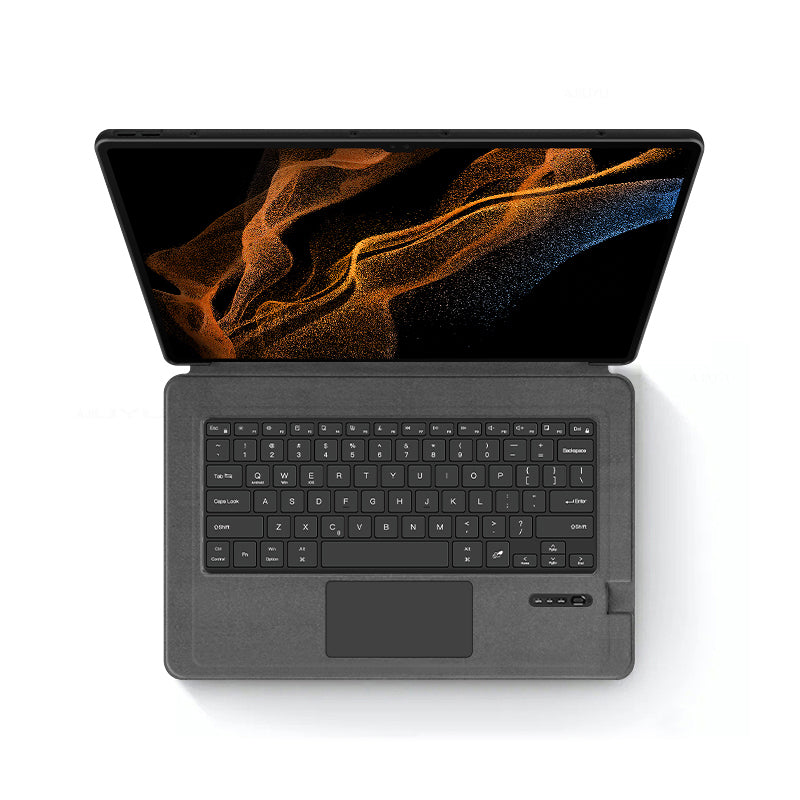For Samsung Galaxy Tab S8 Ultra Leather Case Touchpad Bluetooth Keyboard with Backlit