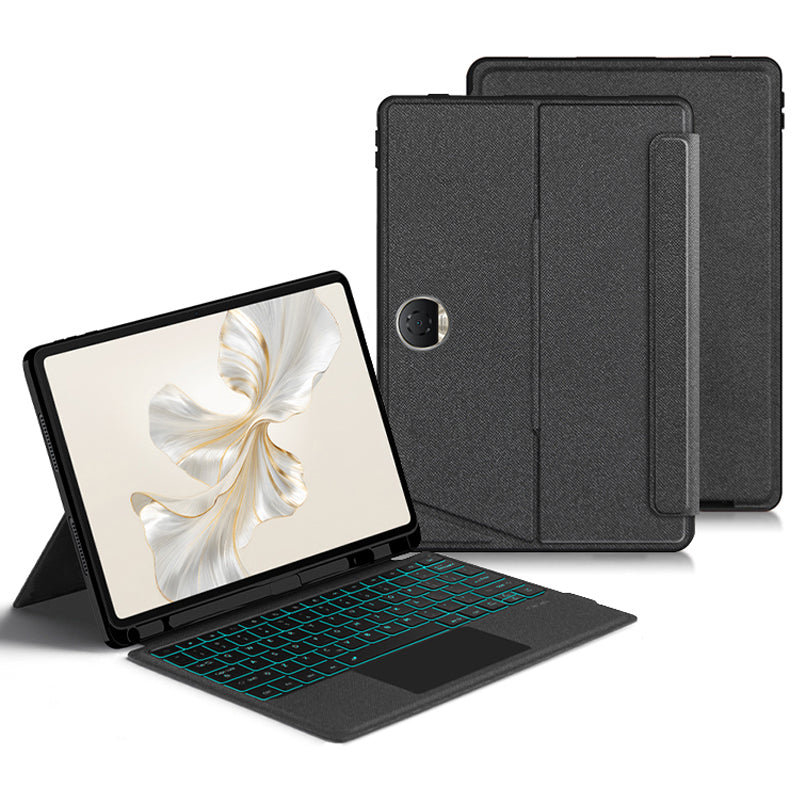 For Honor Pad 9 Leather Folio Cover Detachable Bluetooth Touchpad Keyboard with Backlight
