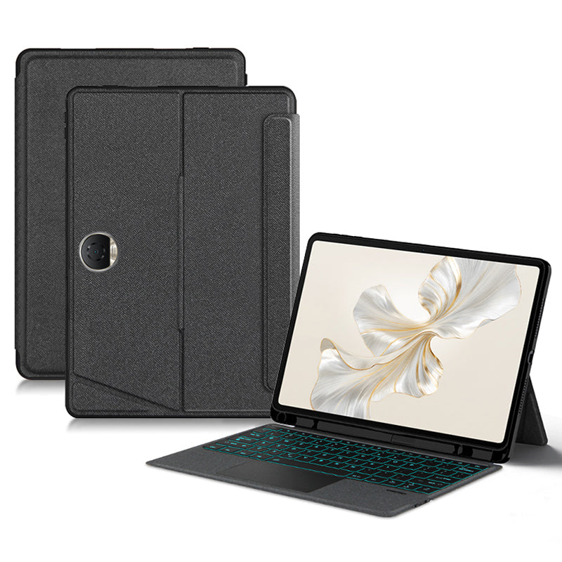 For Honor Pad 9 Leather Folio Cover Detachable Bluetooth Touchpad Keyboard with Backlight