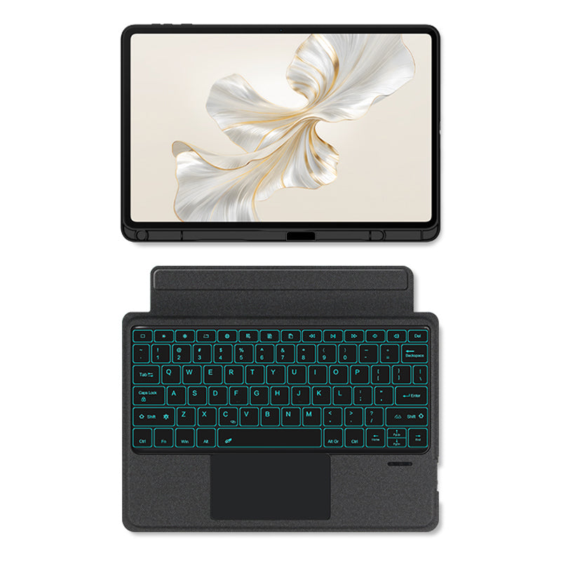 For Honor Pad 9 Leather Folio Cover Detachable Bluetooth Touchpad Keyboard with Backlight