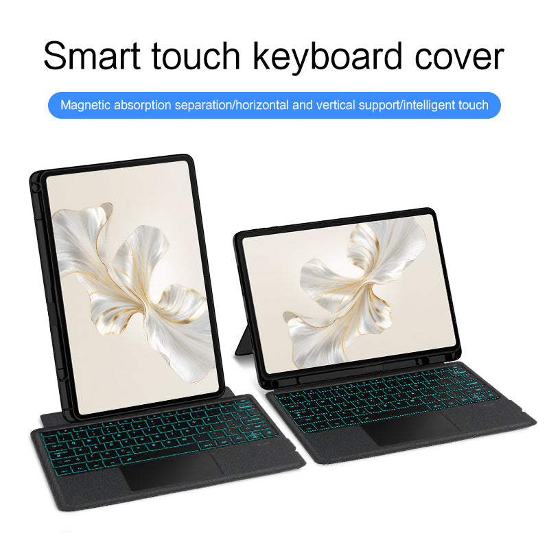 For Honor Pad 9 Leather Folio Cover Detachable Bluetooth Touchpad Keyboard with Backlight