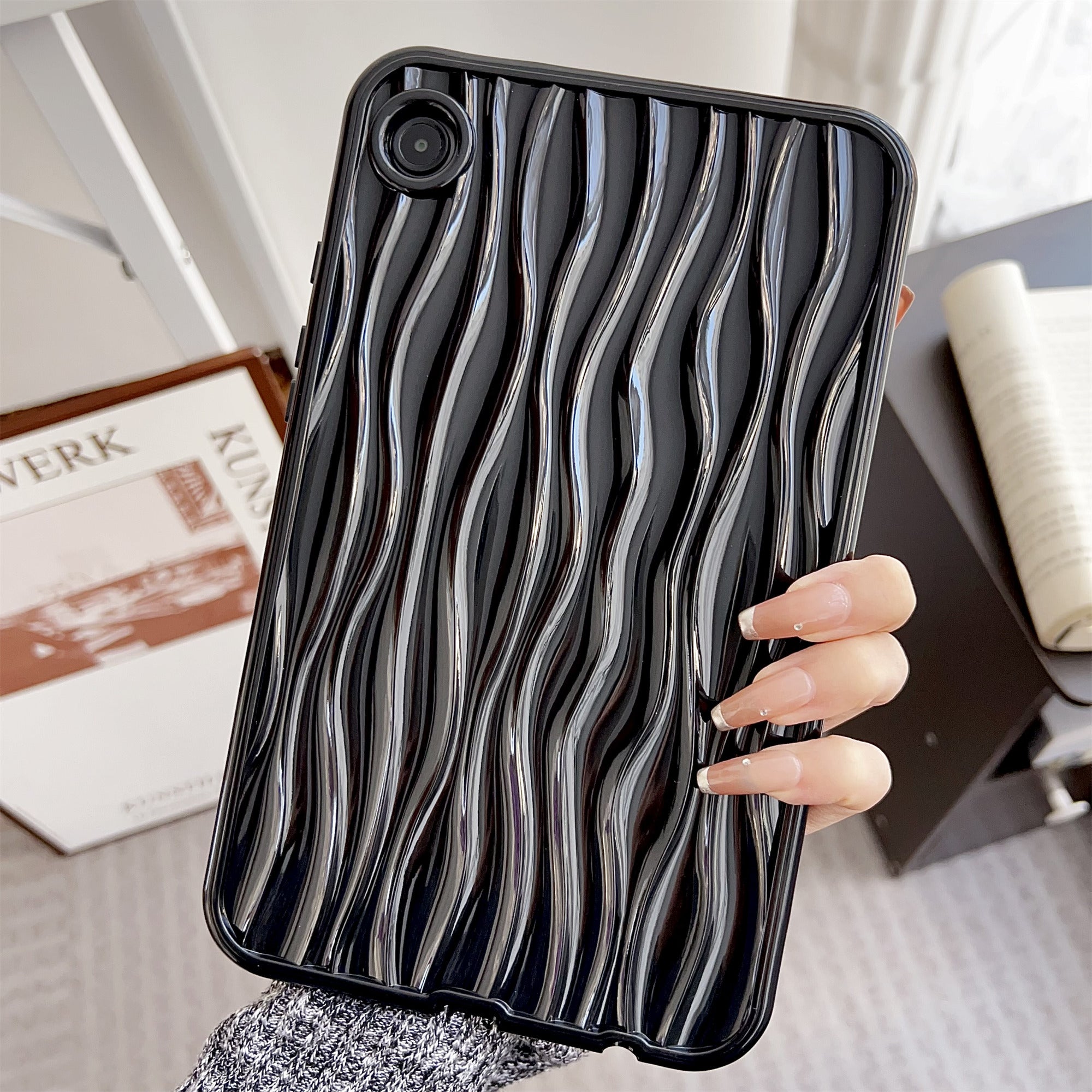 For Samsung Galaxy Tab A9+ Solid Color TPU Case Water Ripple Pattern Wave Shape