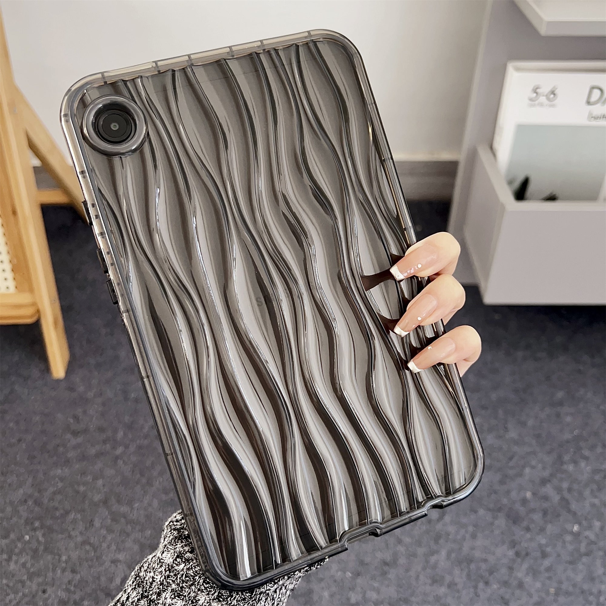 For Samsung Galaxy Tab A9+ TPU Cover Transparent Back 3D Water Ripple Pattern Tablet Case