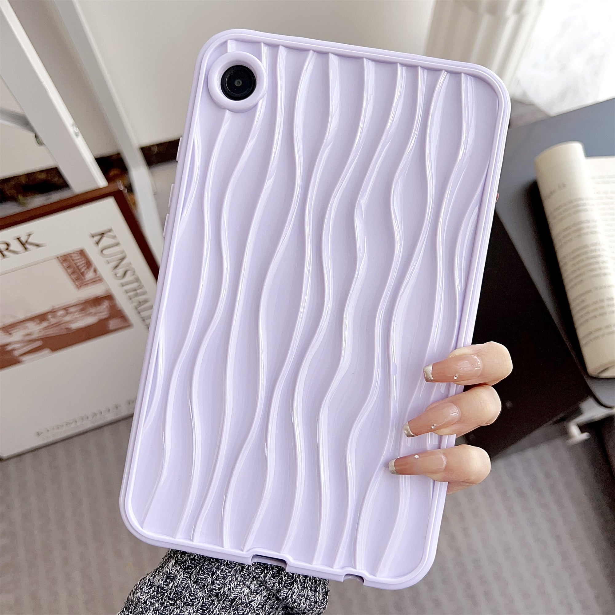 For Samsung Galaxy Tab A9 TPU Tablet Case 3D Wave Shape Solid Color Cover