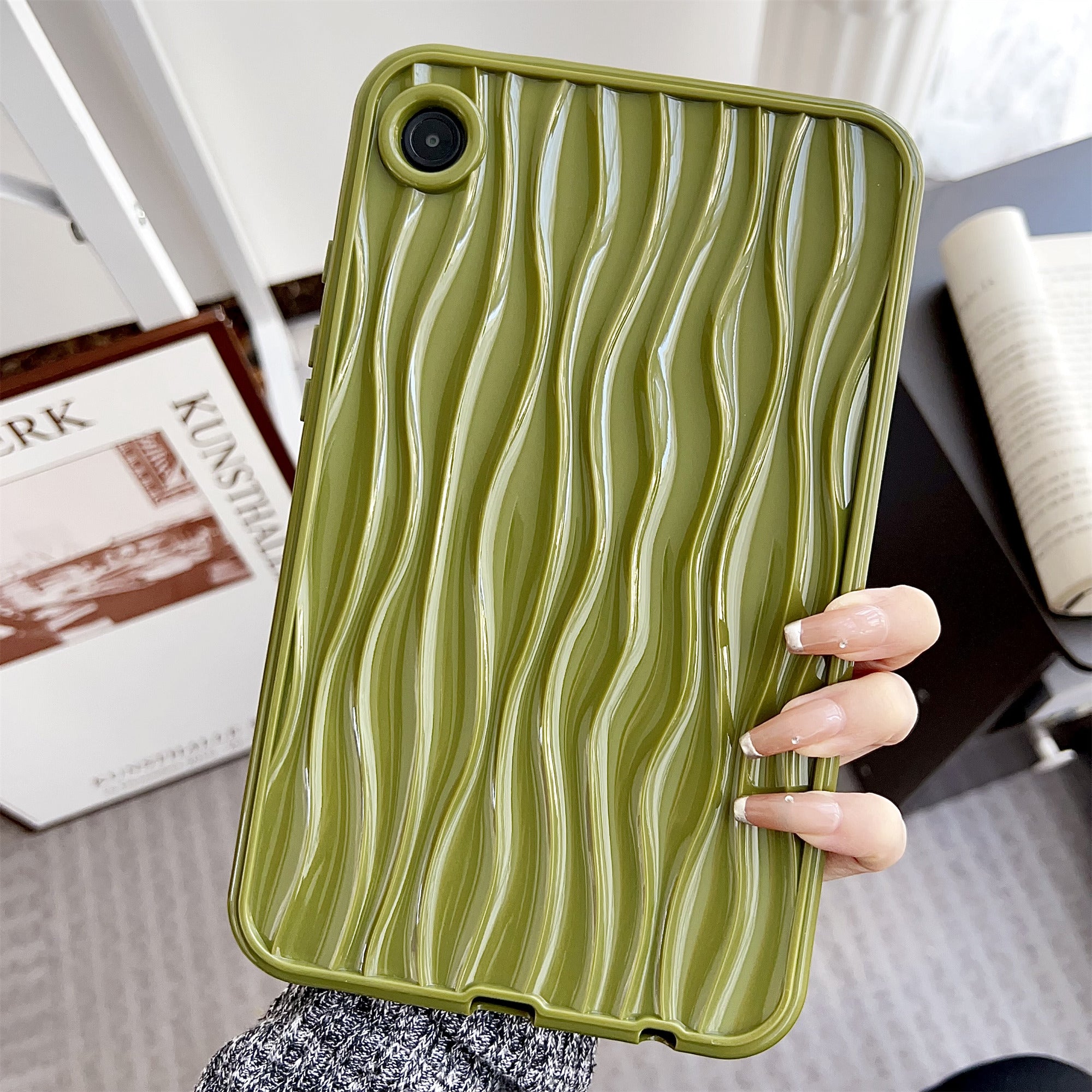 For Samsung Galaxy Tab A9 TPU Tablet Case 3D Wave Shape Solid Color Cover