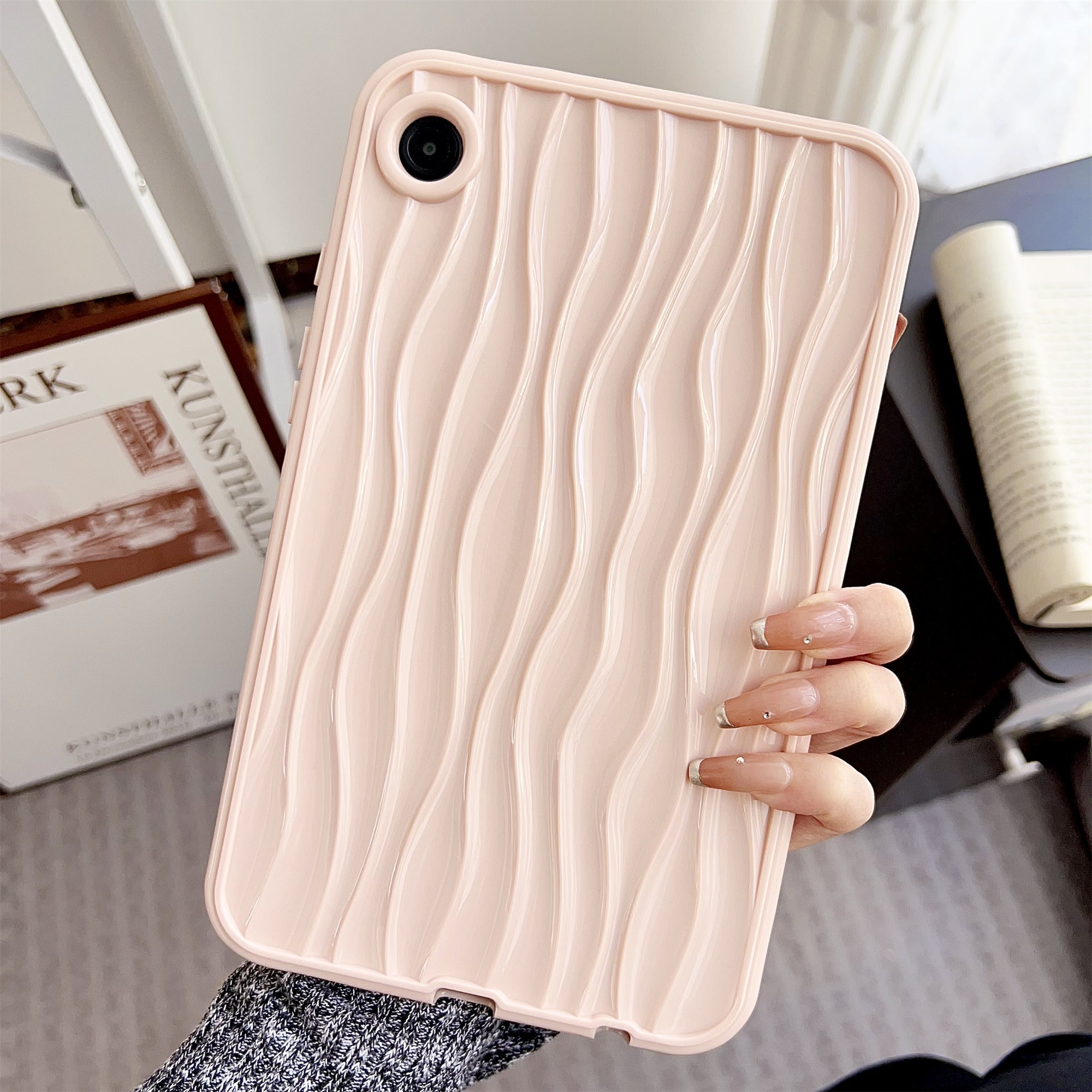 For Samsung Galaxy Tab A9 TPU Tablet Case 3D Wave Shape Solid Color Cover