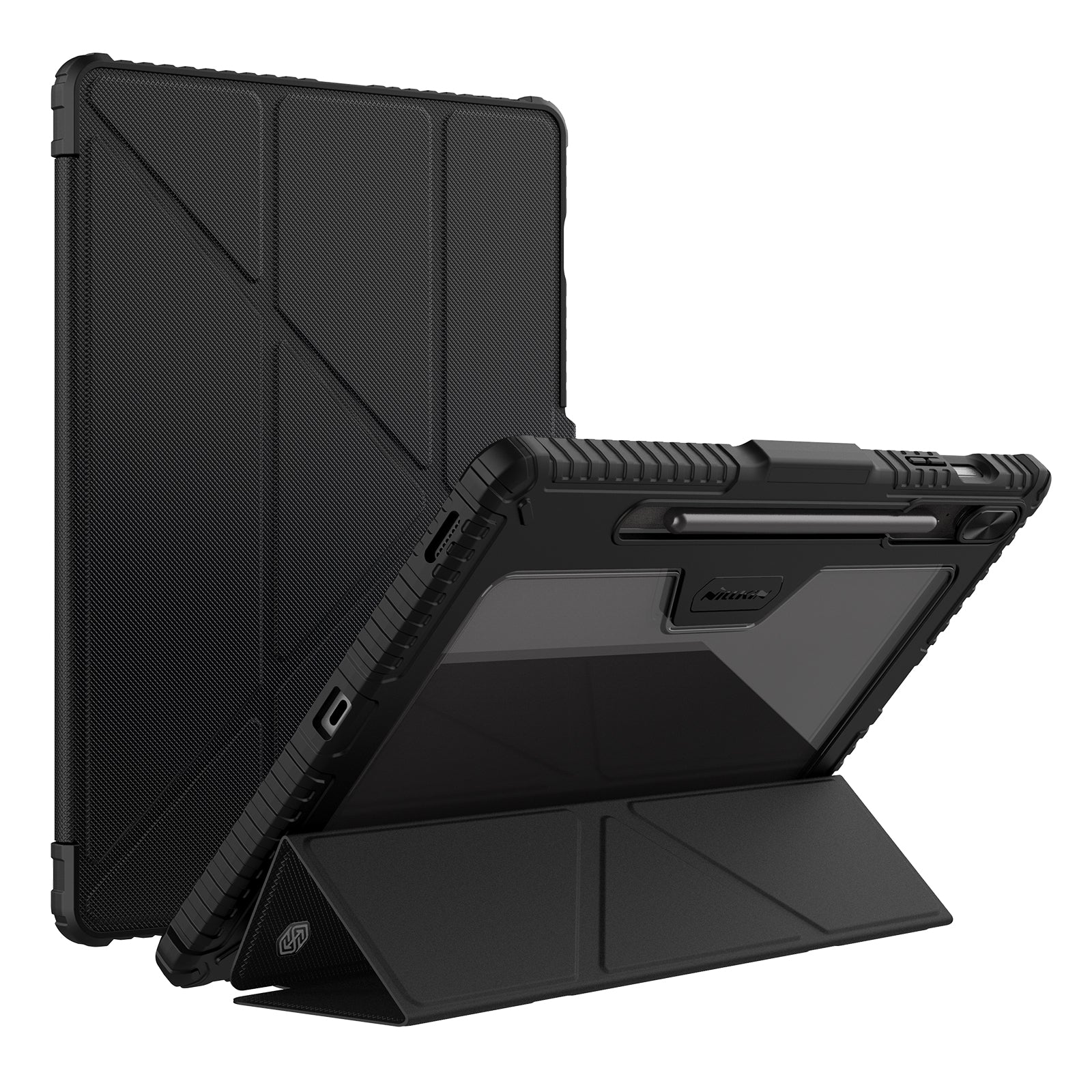 NILLKIN Bumper Leather Case Pro for Samsung Galaxy Tab S9 FE+ Tablet Cover Anti-fall Auto Wake / Sleep Case