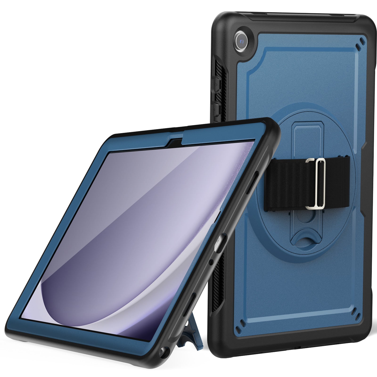 For Samsung Galaxy Tab A9+ Kickstand Cover Hand Strap Design PC+TPU Tablet Case