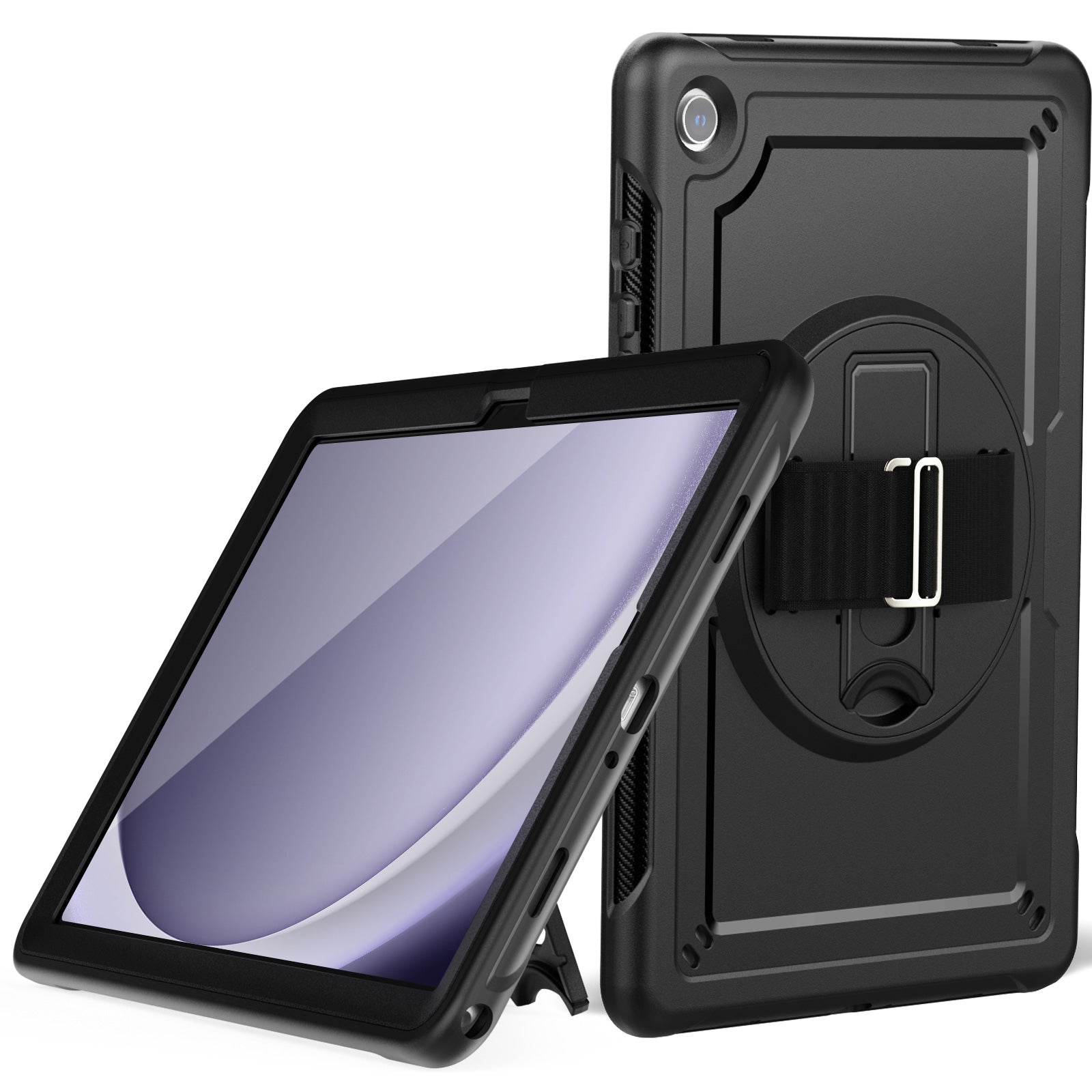 For Samsung Galaxy Tab A9+ Kickstand Cover Hand Strap Design PC+TPU Tablet Case
