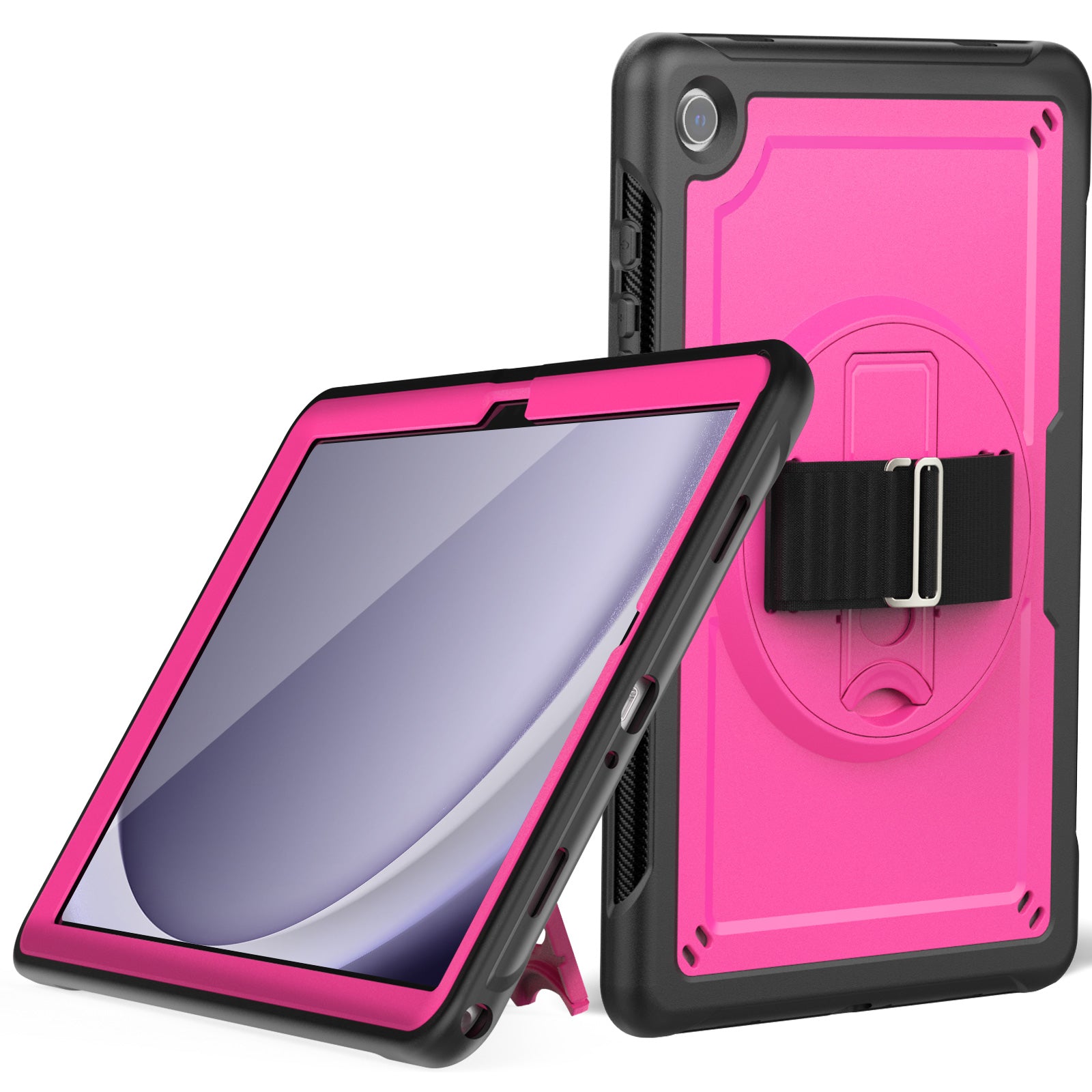For Samsung Galaxy Tab A9+ Kickstand Cover Hand Strap Design PC+TPU Tablet Case