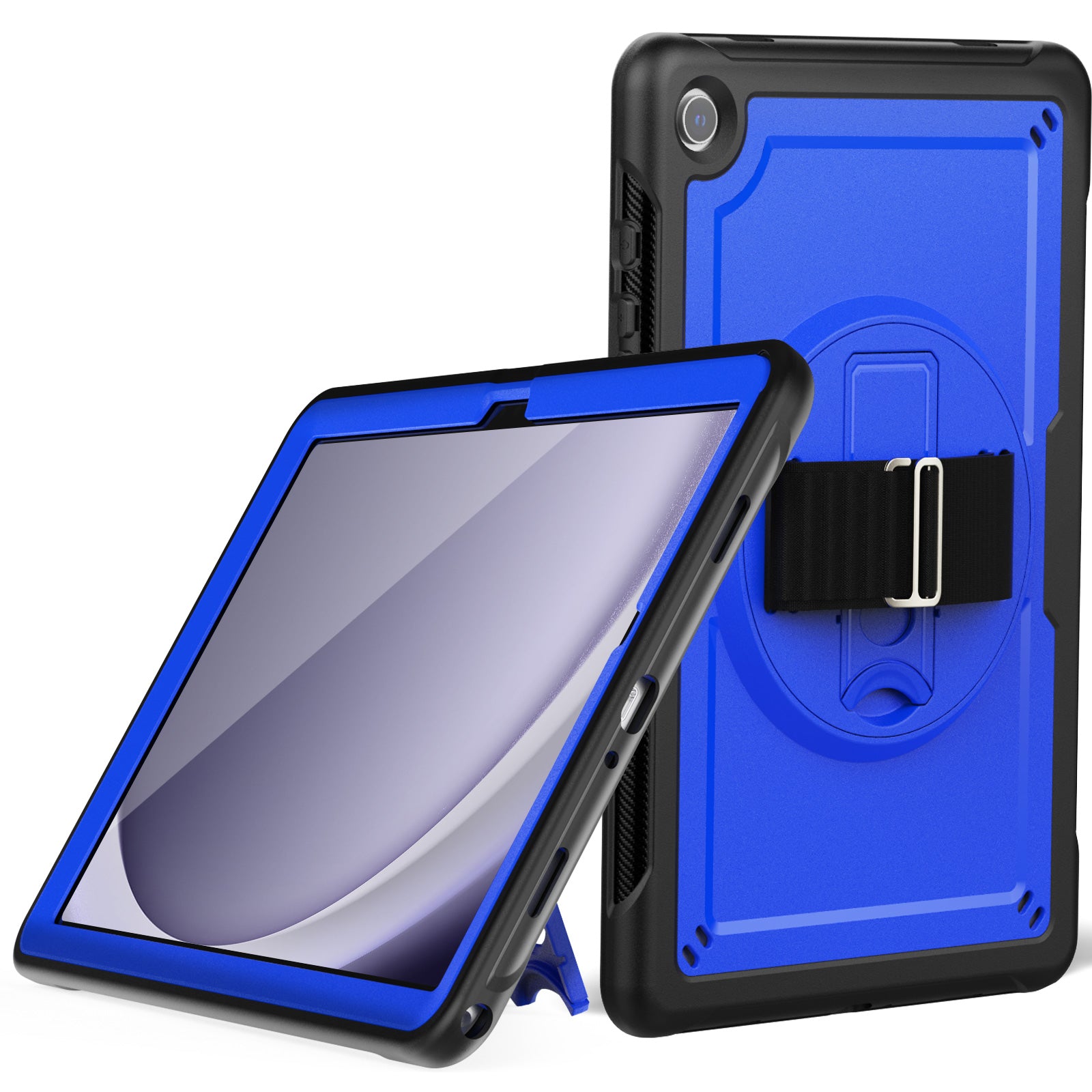 For Samsung Galaxy Tab A9+ Kickstand Cover Hand Strap Design PC+TPU Tablet Case