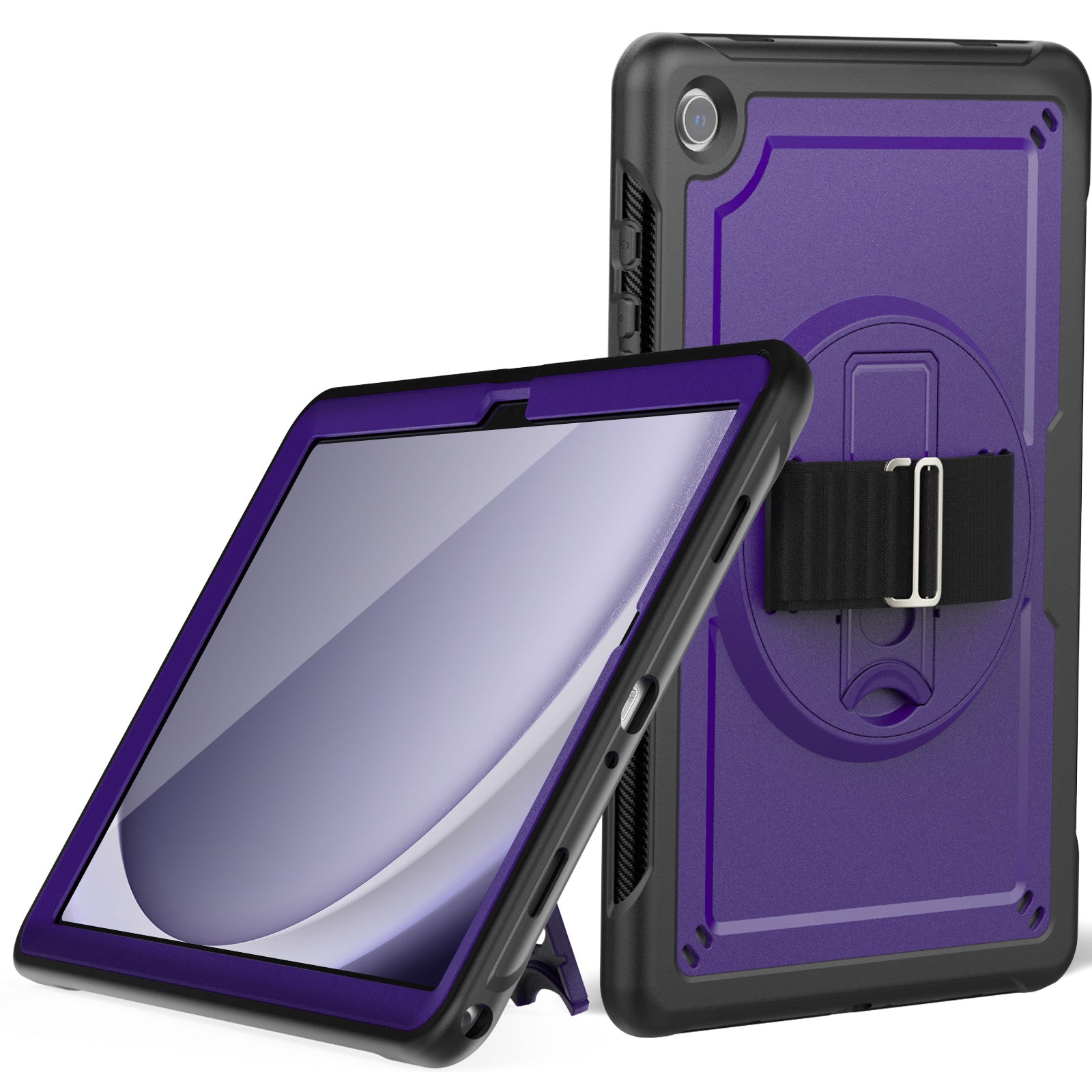 For Samsung Galaxy Tab A9+ Kickstand Cover Hand Strap Design PC+TPU Tablet Case