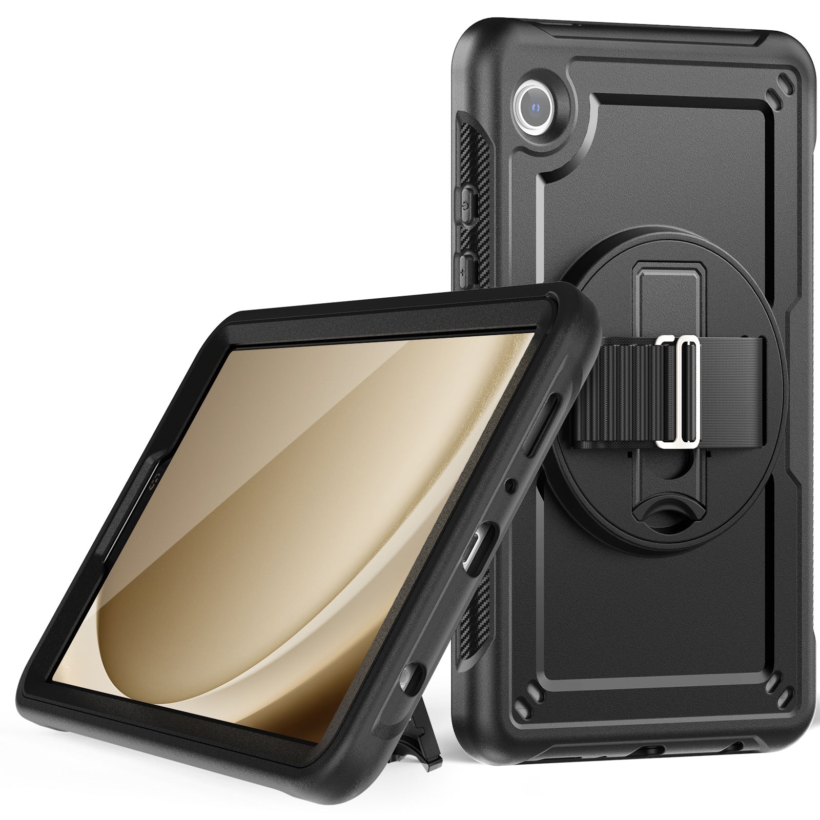 For Samsung Galaxy Tab A9 (SM-X110 / SM-X115) Protective Case Kickstand Hand Strap Tablet Cover