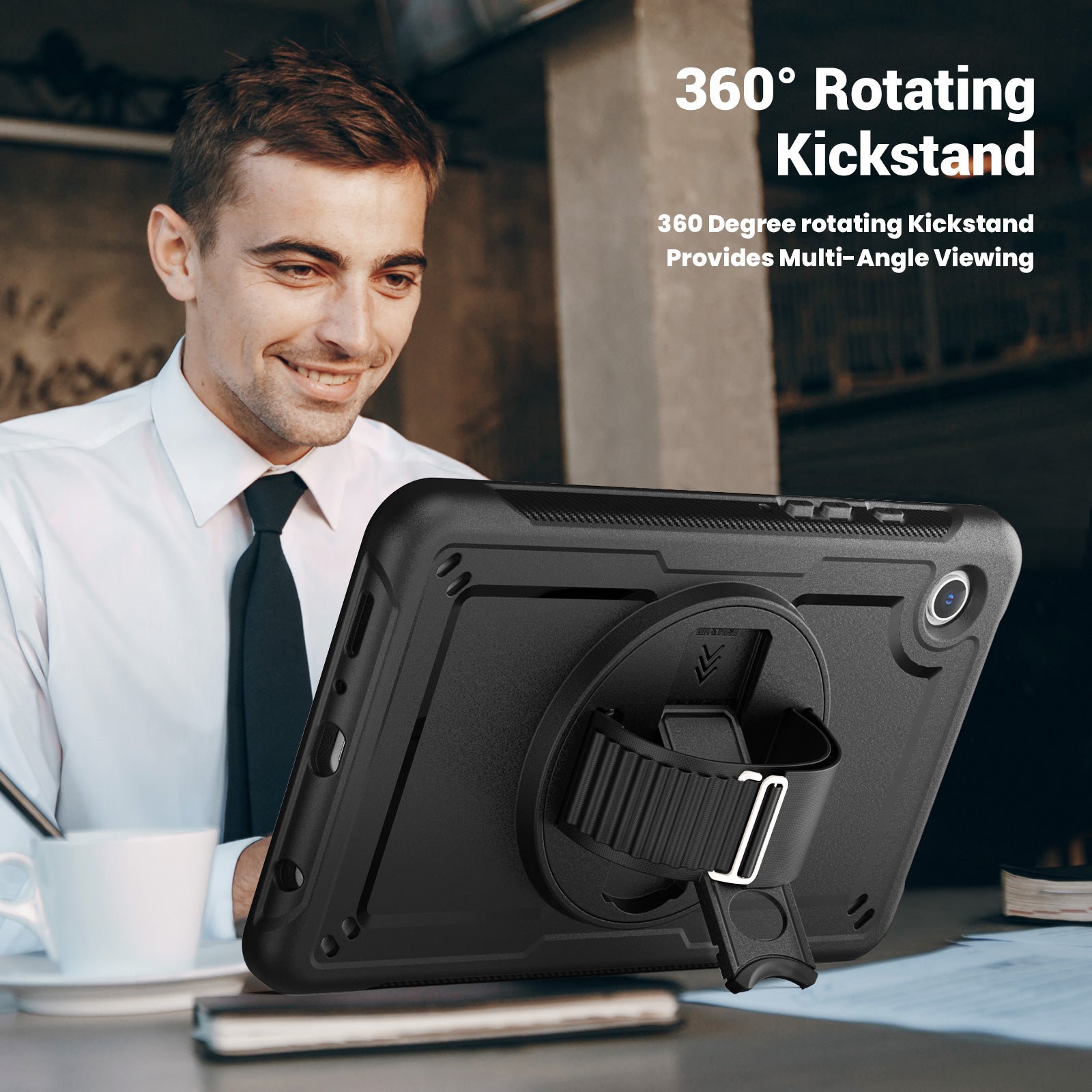For Samsung Galaxy Tab A9 (SM-X110 / SM-X115) Protective Case Kickstand Hand Strap Tablet Cover