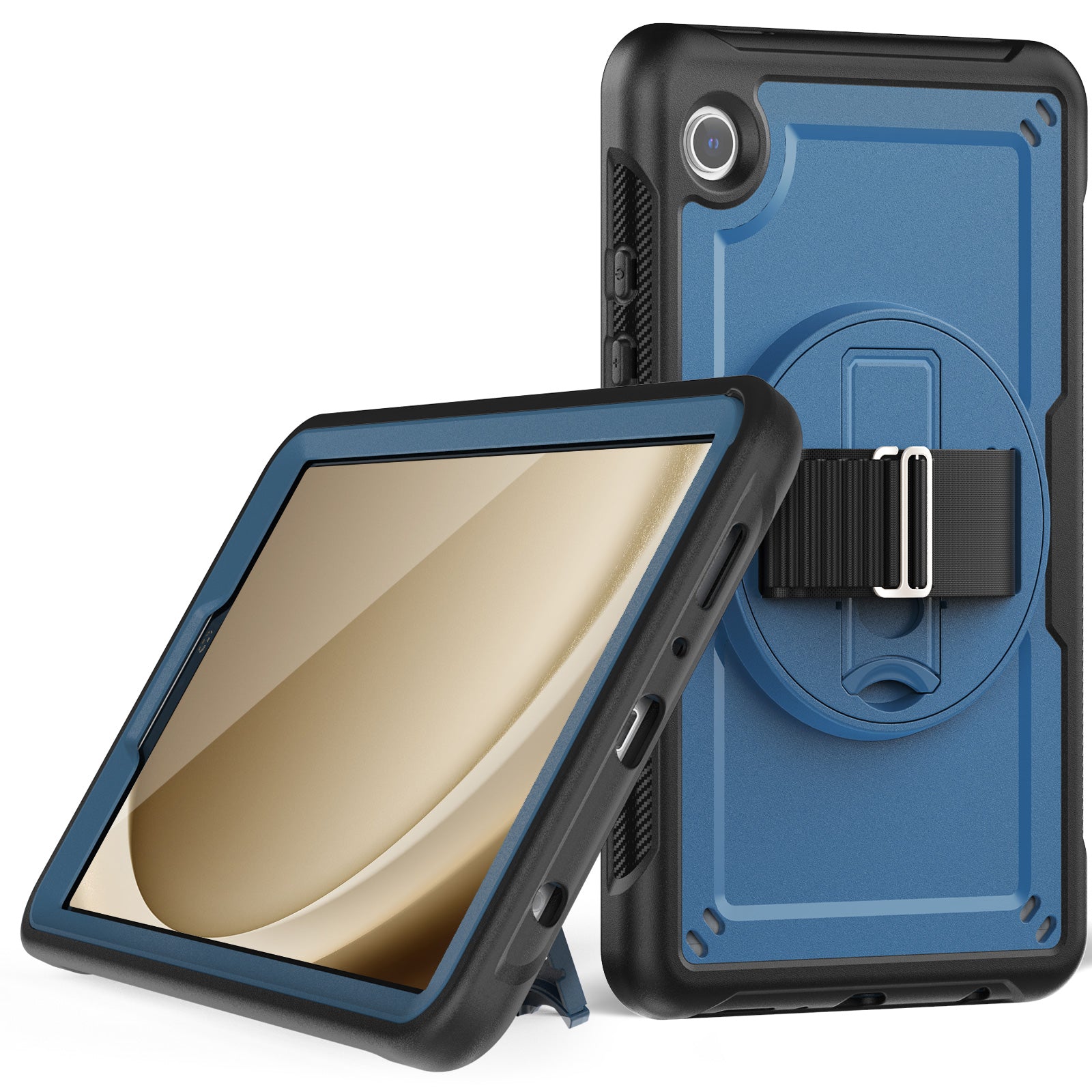 For Samsung Galaxy Tab A9 (SM-X110 / SM-X115) Protective Case Kickstand Hand Strap Tablet Cover