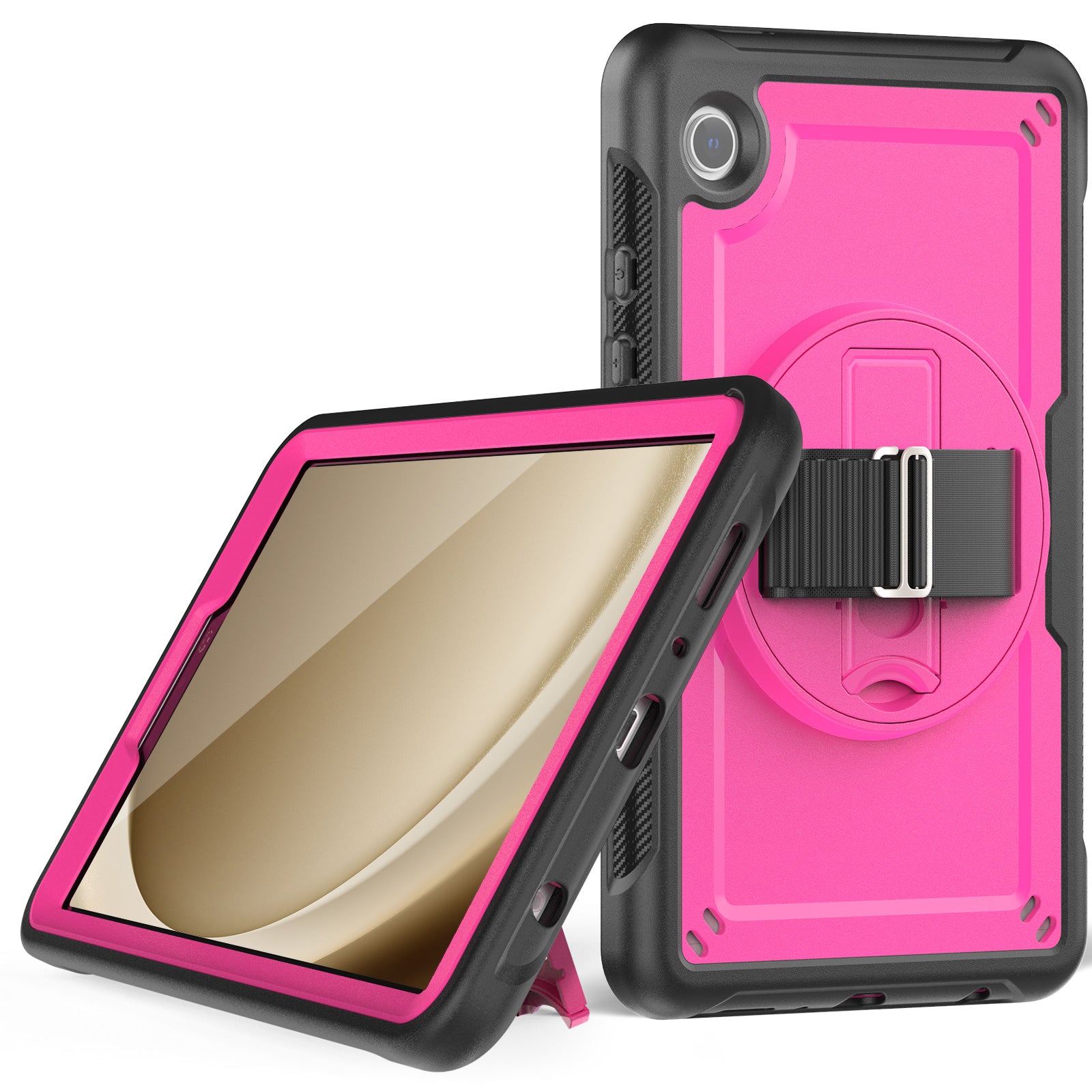 For Samsung Galaxy Tab A9 (SM-X110 / SM-X115) Protective Case Kickstand Hand Strap Tablet Cover