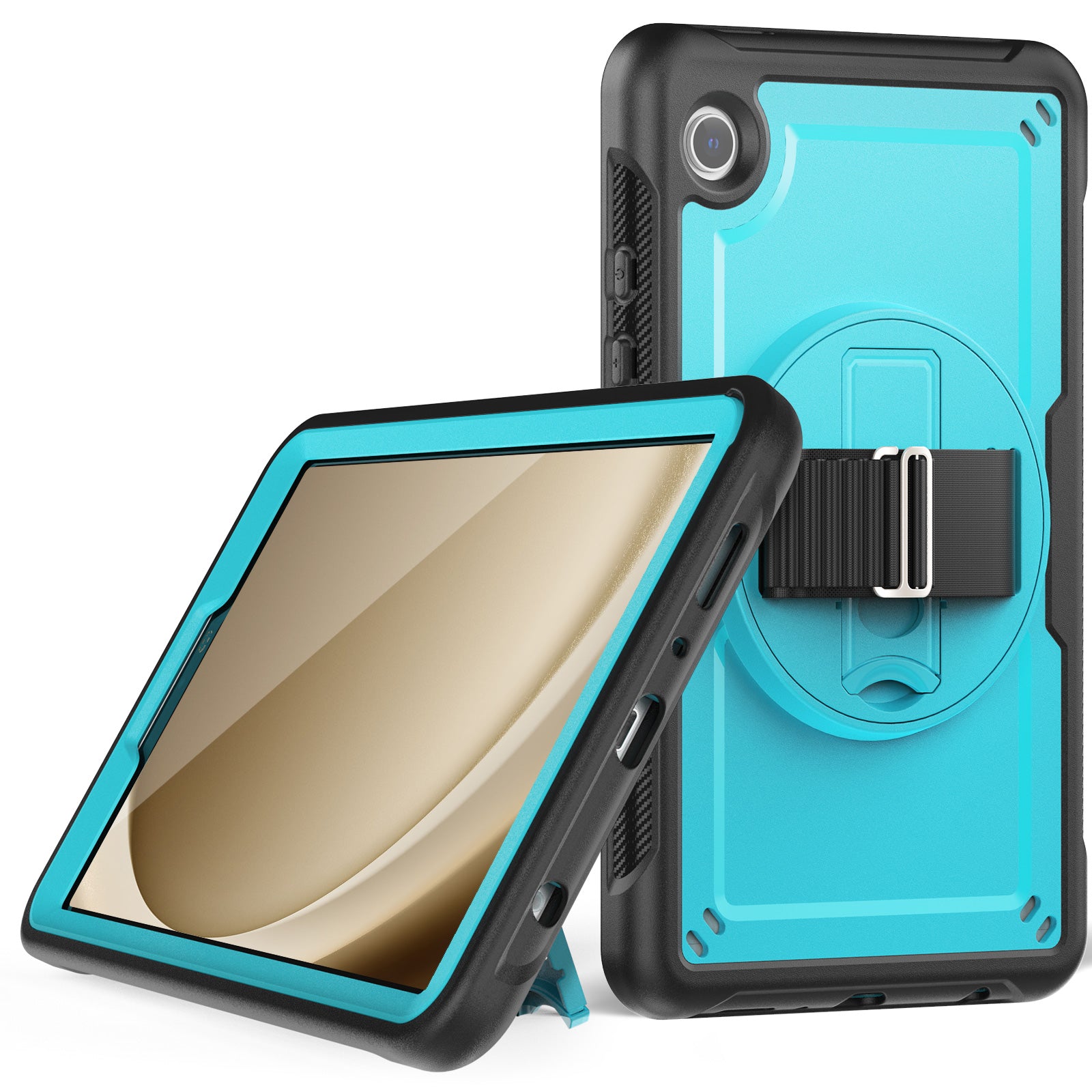 For Samsung Galaxy Tab A9 (SM-X110 / SM-X115) Protective Case Kickstand Hand Strap Tablet Cover
