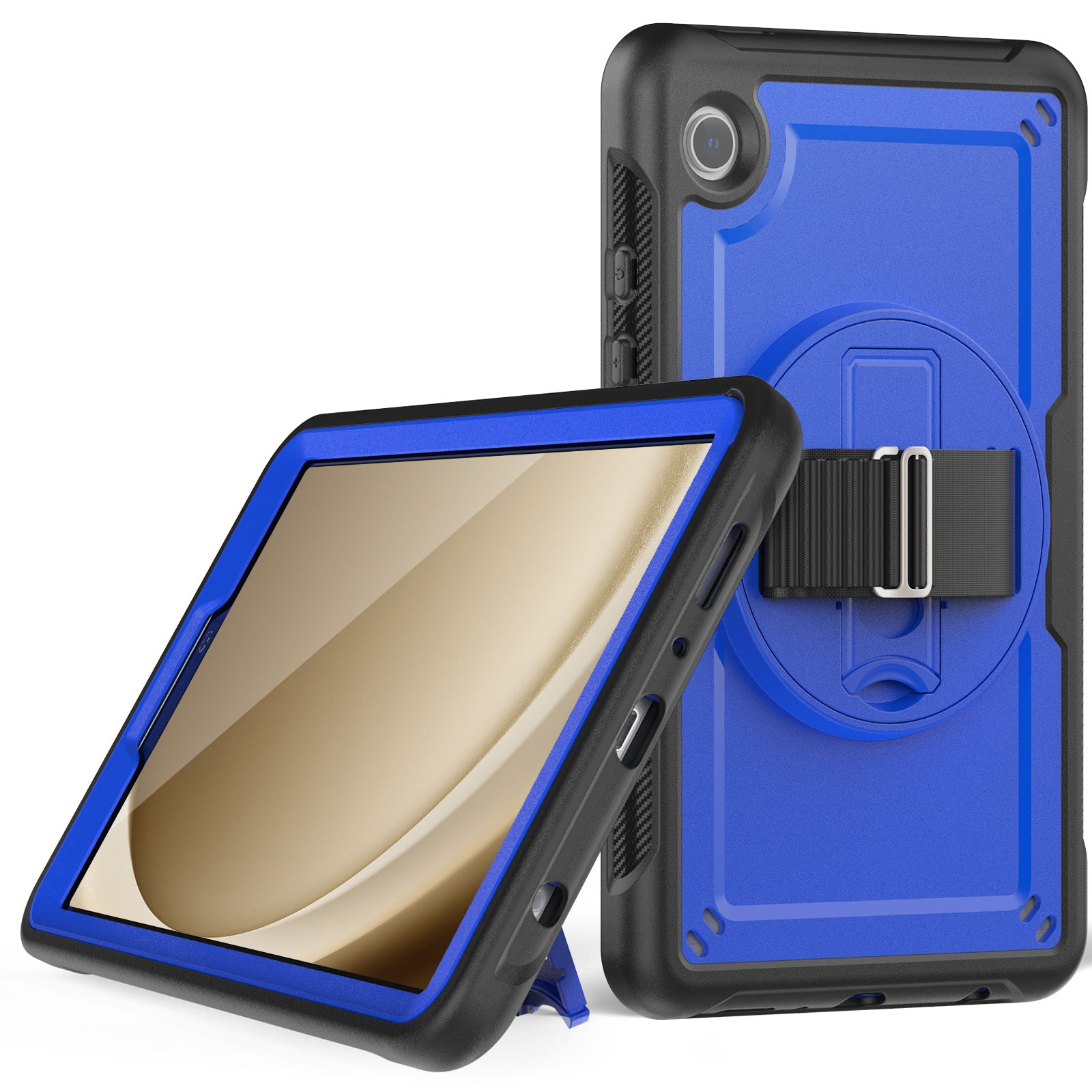 For Samsung Galaxy Tab A9 (SM-X110 / SM-X115) Protective Case Kickstand Hand Strap Tablet Cover
