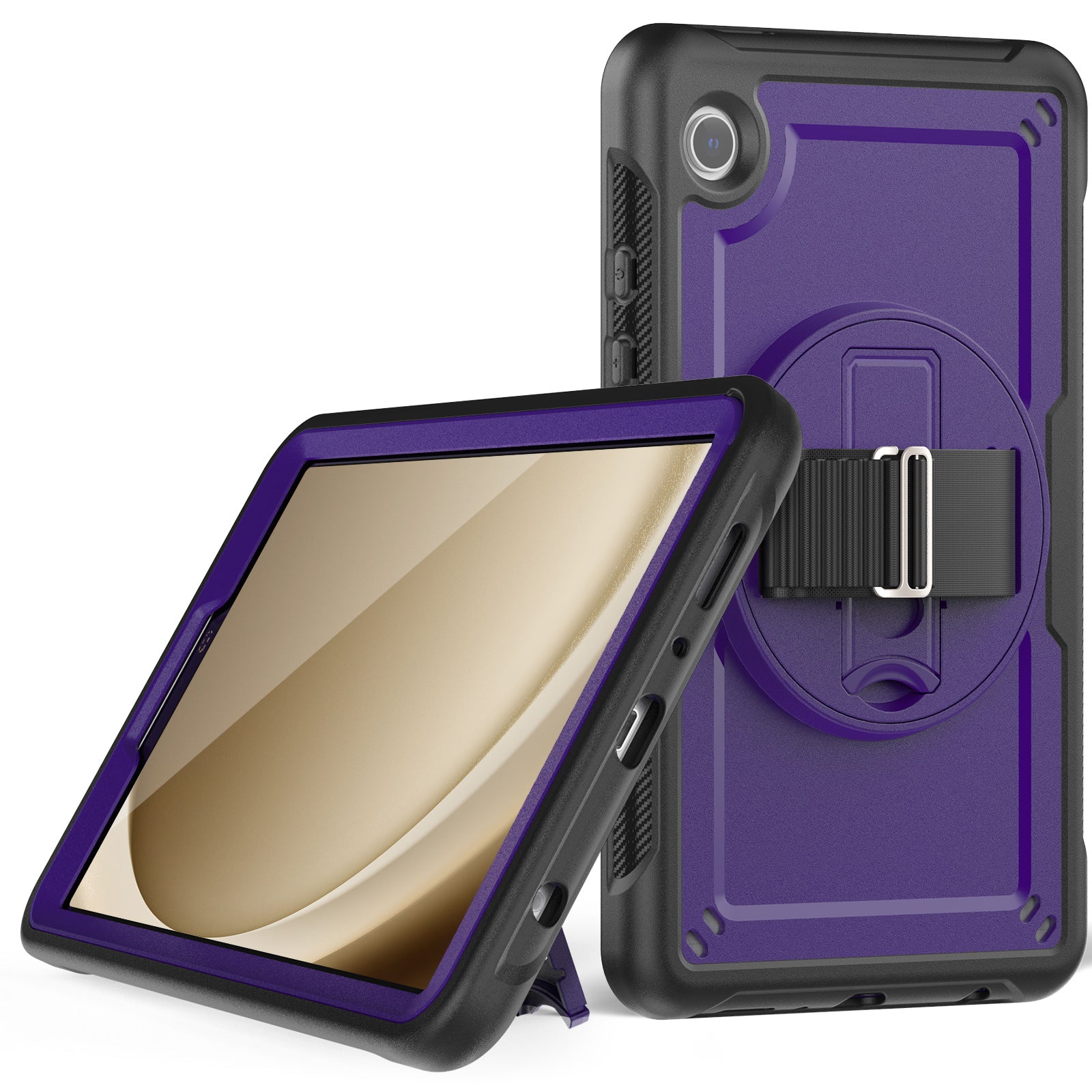 For Samsung Galaxy Tab A9 (SM-X110 / SM-X115) Protective Case Kickstand Hand Strap Tablet Cover