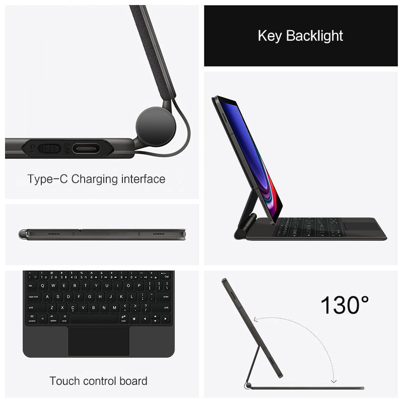 For Samsung Galaxy Tab S9 Leather Case Full Protection Bluetooth Keyboard with Touchpad