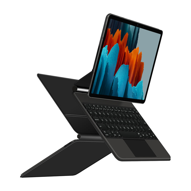 For Samsung Galaxy Tab S7 Leather Folio Cover Ultra-thin Bluetooth Keyboard with Touchpad