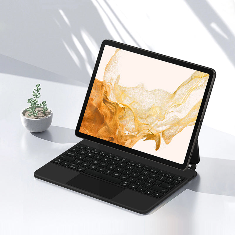 For Samsung Galaxy Tab S8 Leather Stand Cover + Wireless Trackpad Keyboard