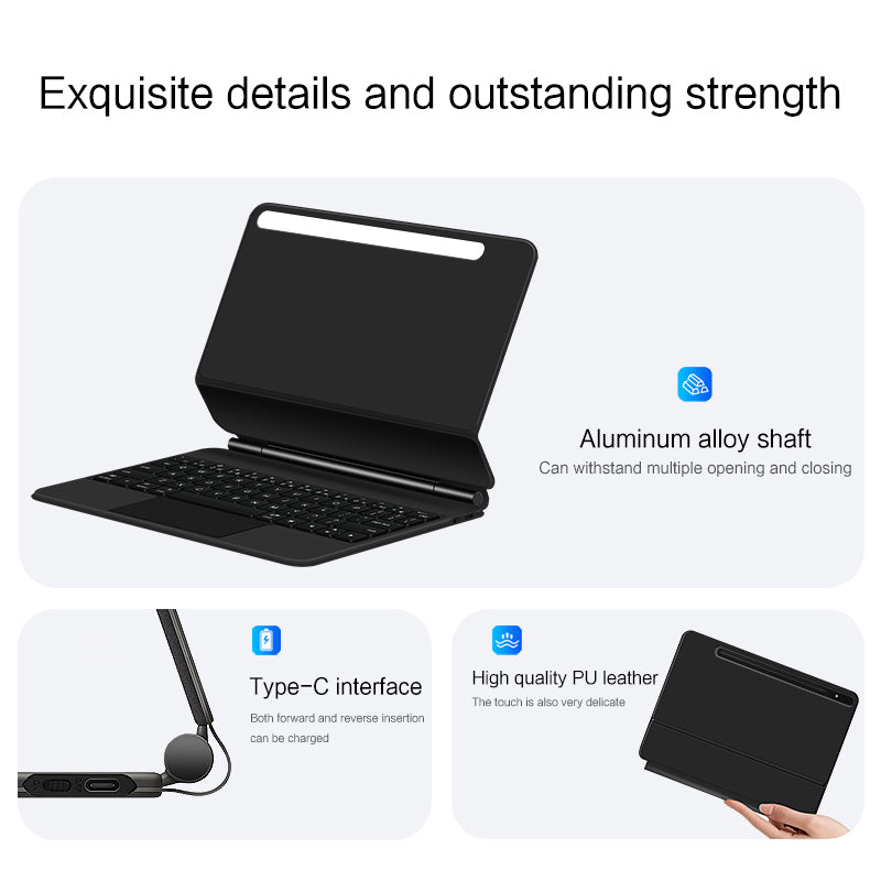 For Samsung Galaxy Tab S8 Leather Stand Cover + Wireless Trackpad Keyboard
