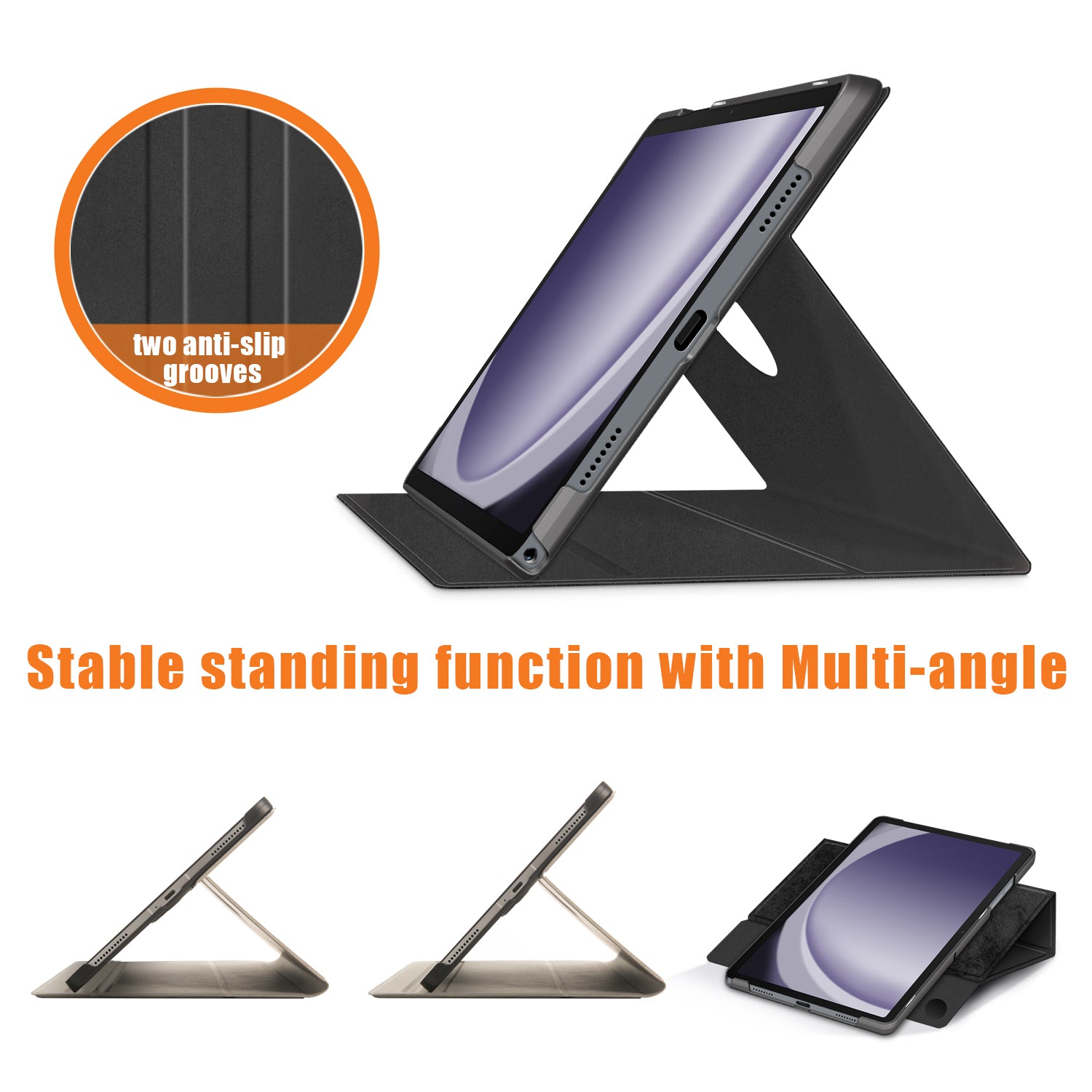 For Samsung Galaxy Tab A9+ SM-X210 SM-X216 SM-X218 Case Leather Tablet Rotary Stand Cover
