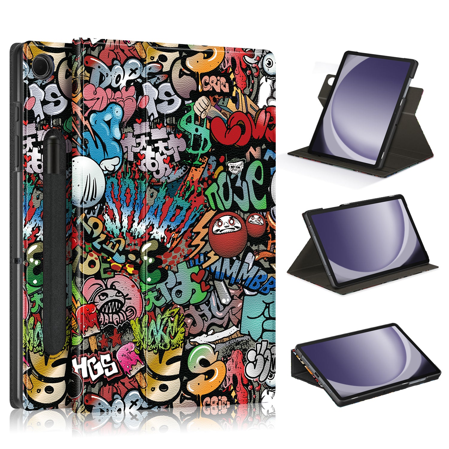 For Samsung Galaxy Tab A9+ SM-X210 SM-X216 SM-X218 Case Pattern Printing Leather Tablet Rotary Stand Cover