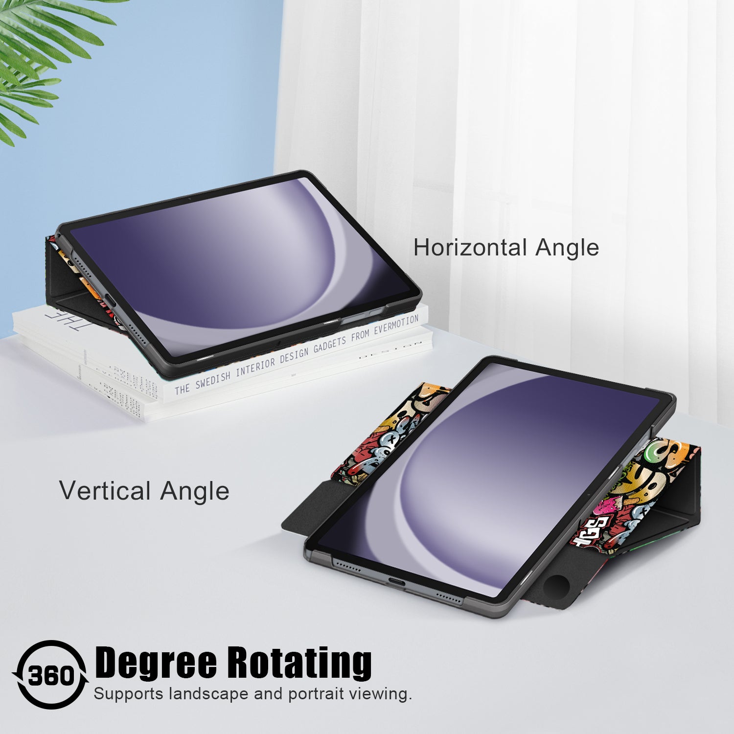 For Samsung Galaxy Tab A9+ SM-X210 SM-X216 SM-X218 Case Pattern Printing Leather Tablet Rotary Stand Cover