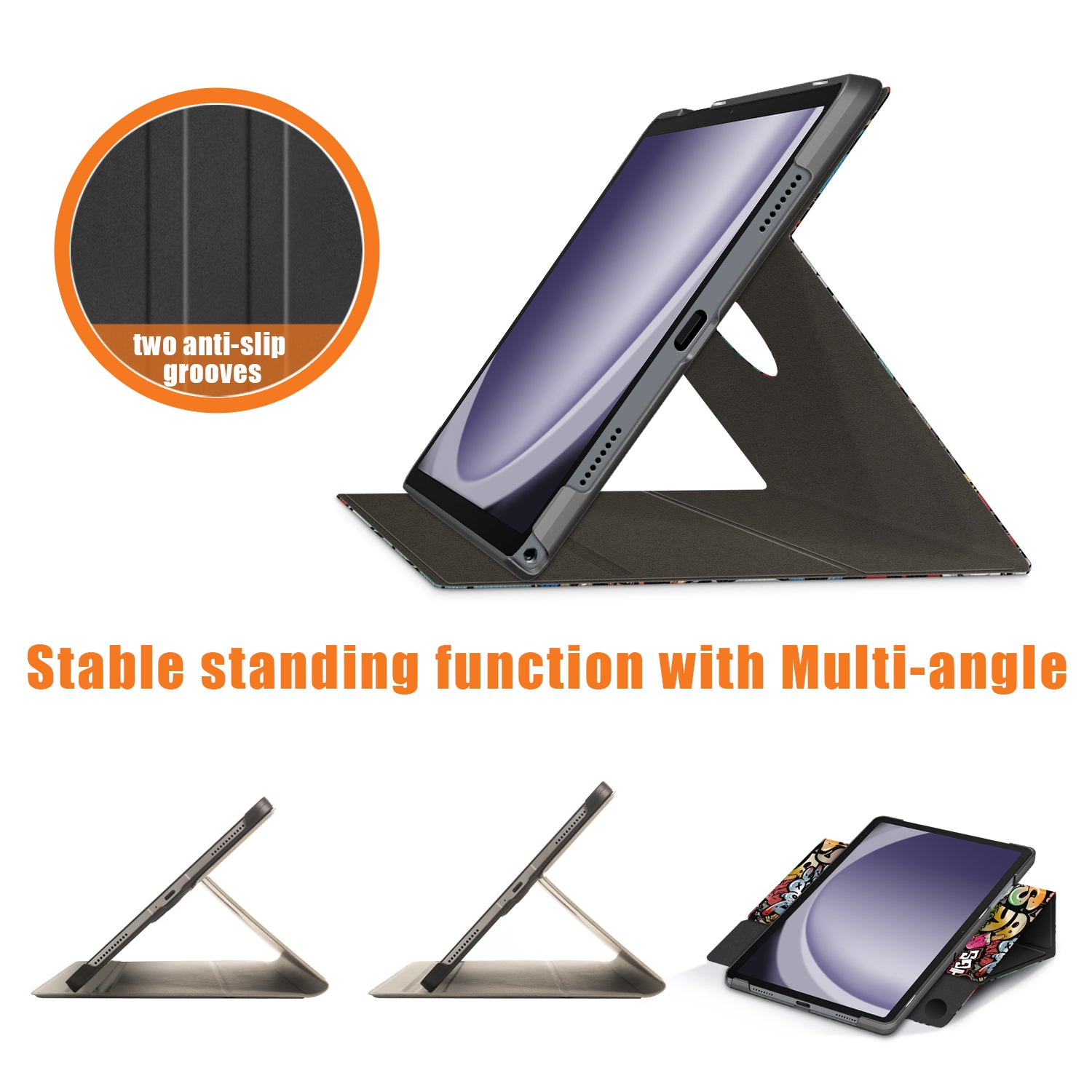 For Samsung Galaxy Tab A9+ SM-X210 SM-X216 SM-X218 Case Pattern Printing Leather Tablet Rotary Stand Cover