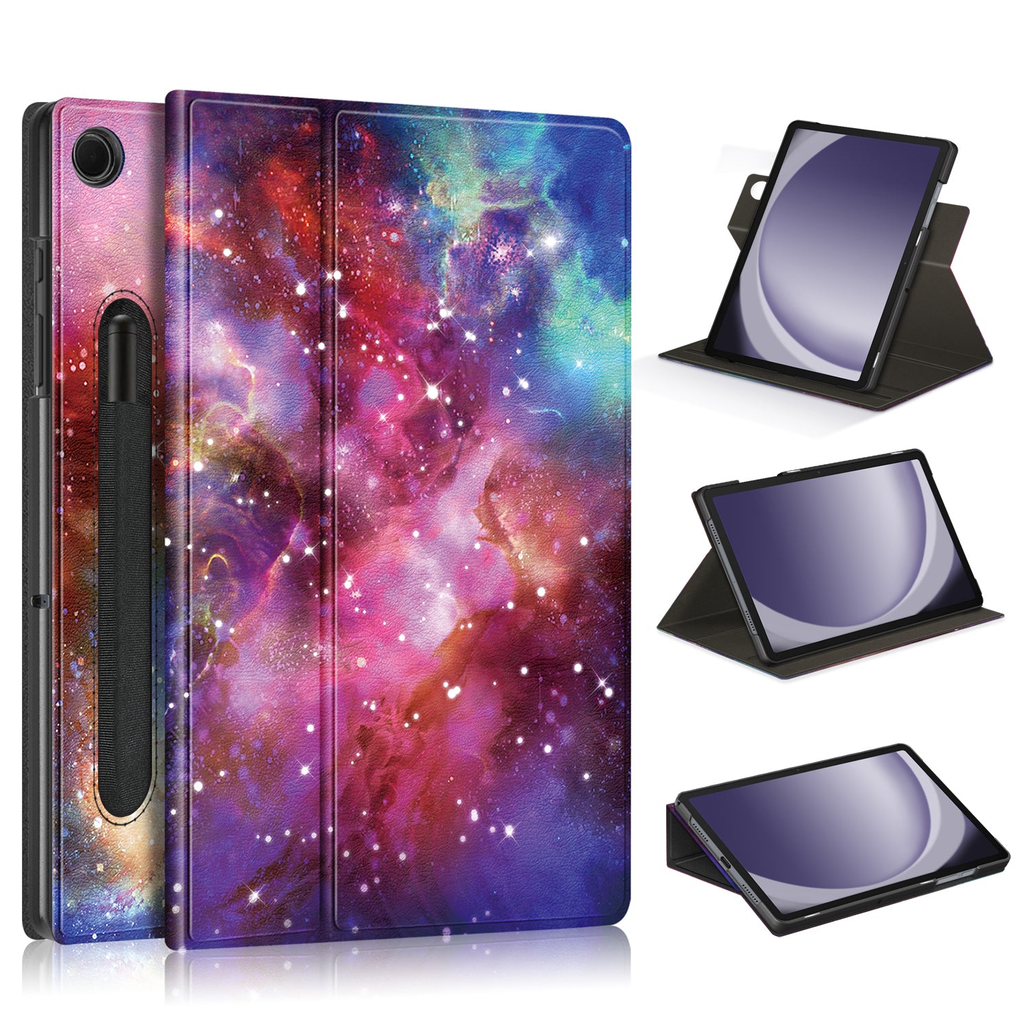 For Samsung Galaxy Tab A9+ SM-X210 SM-X216 SM-X218 Case Pattern Printing Leather Tablet Rotary Stand Cover