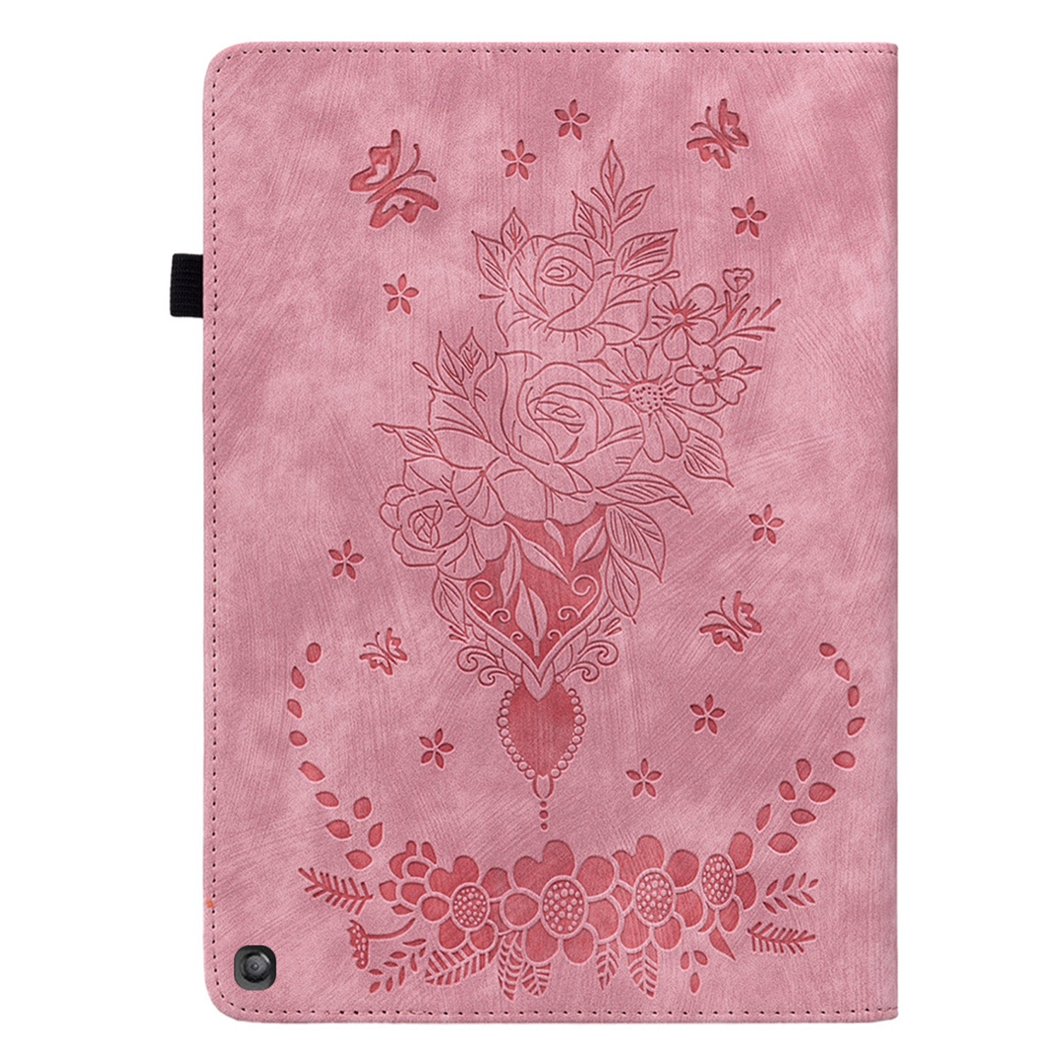 For Amazon Fire HD 10 (2023) Tablet Case Card Holder Butterfly Rose Imprinted PU Leather Cover