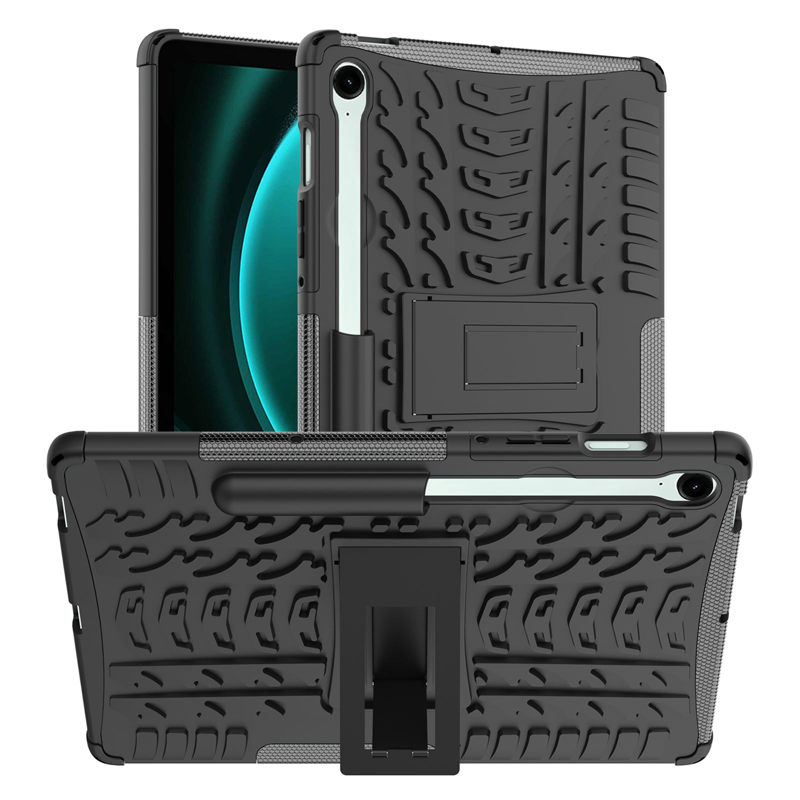 For Samsung Galaxy Tab S9 FE Kickstand Case TPU+PC Tablet Cover Tire Texture