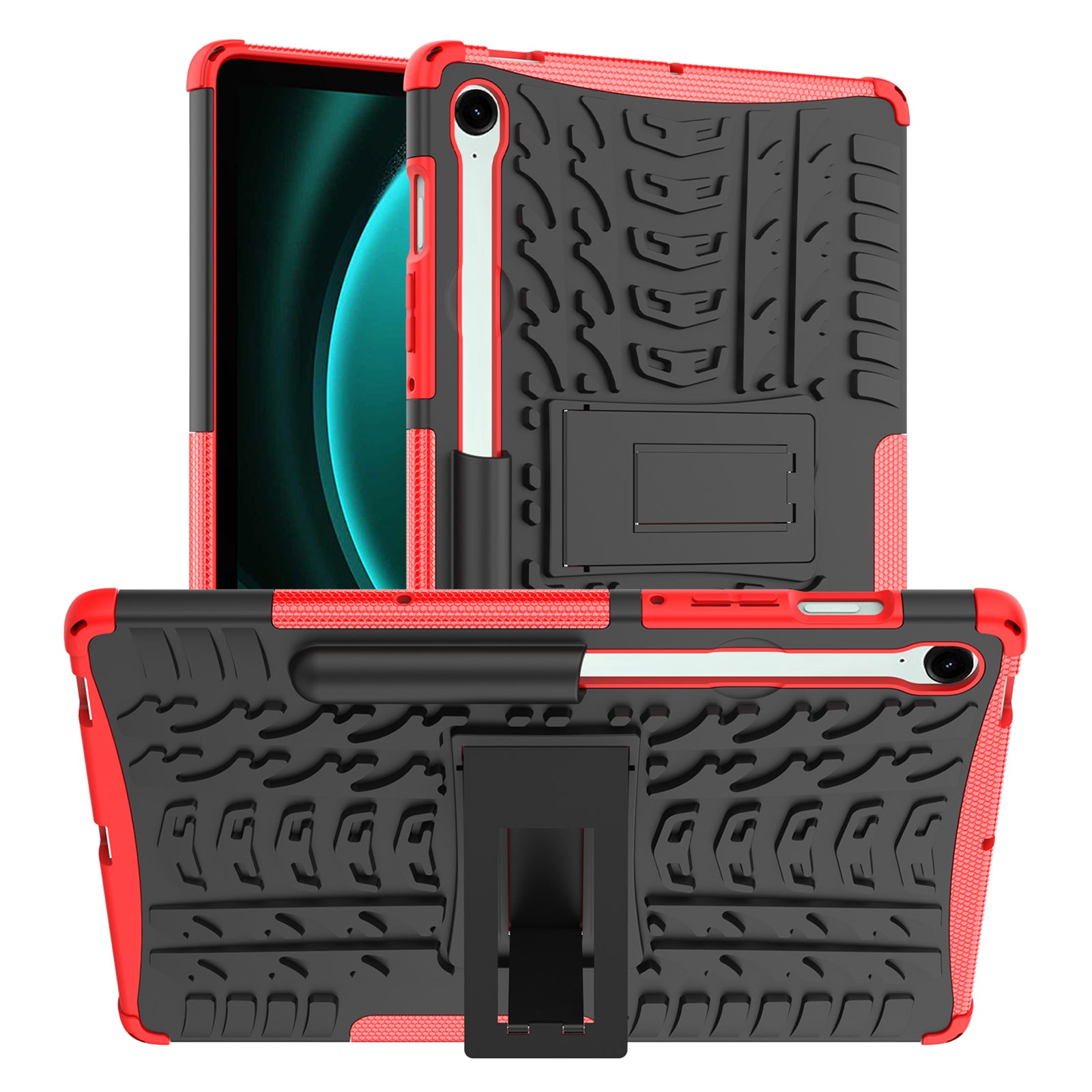 For Samsung Galaxy Tab S9 FE Kickstand Case TPU+PC Tablet Cover Tire Texture