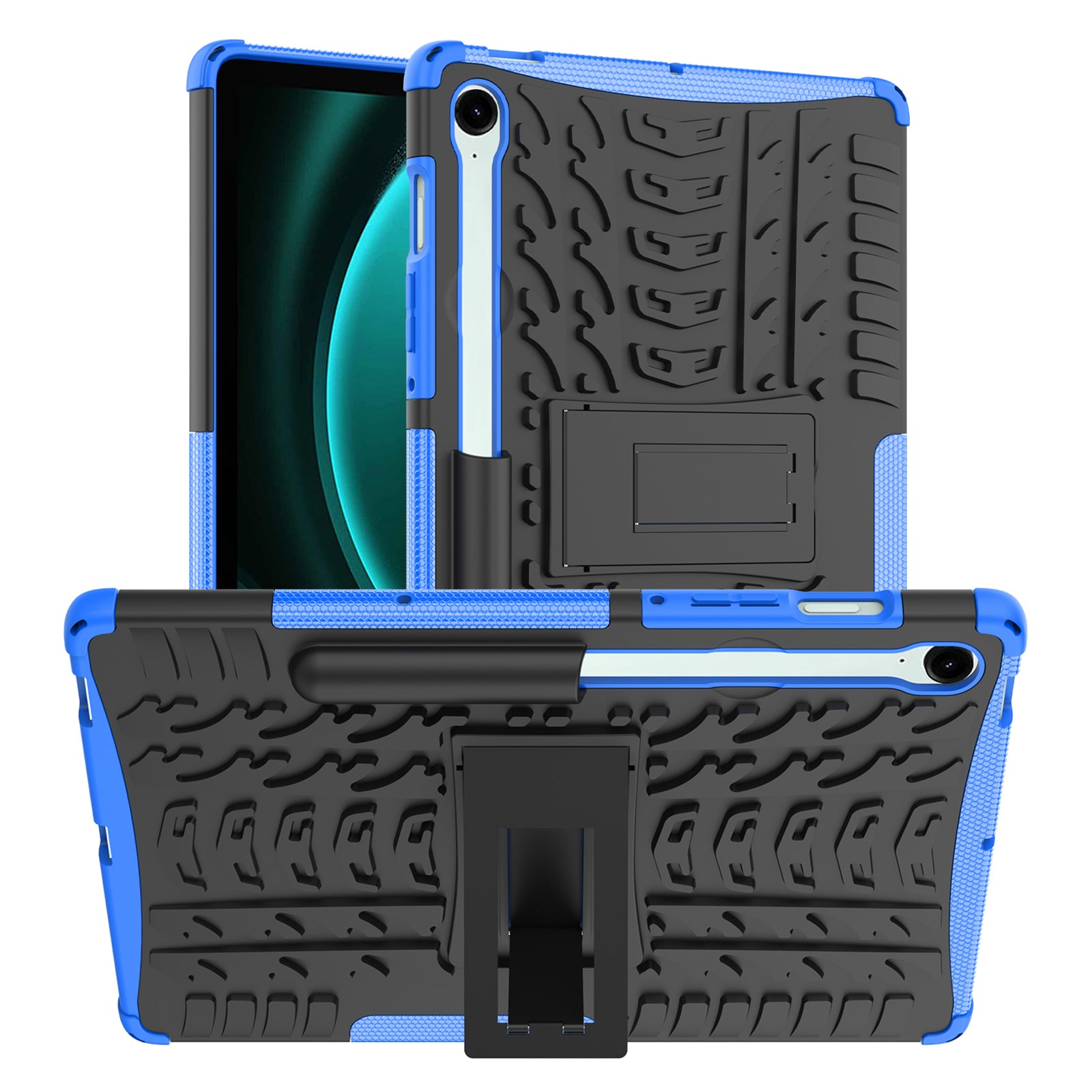 For Samsung Galaxy Tab S9 FE Kickstand Case TPU+PC Tablet Cover Tire Texture