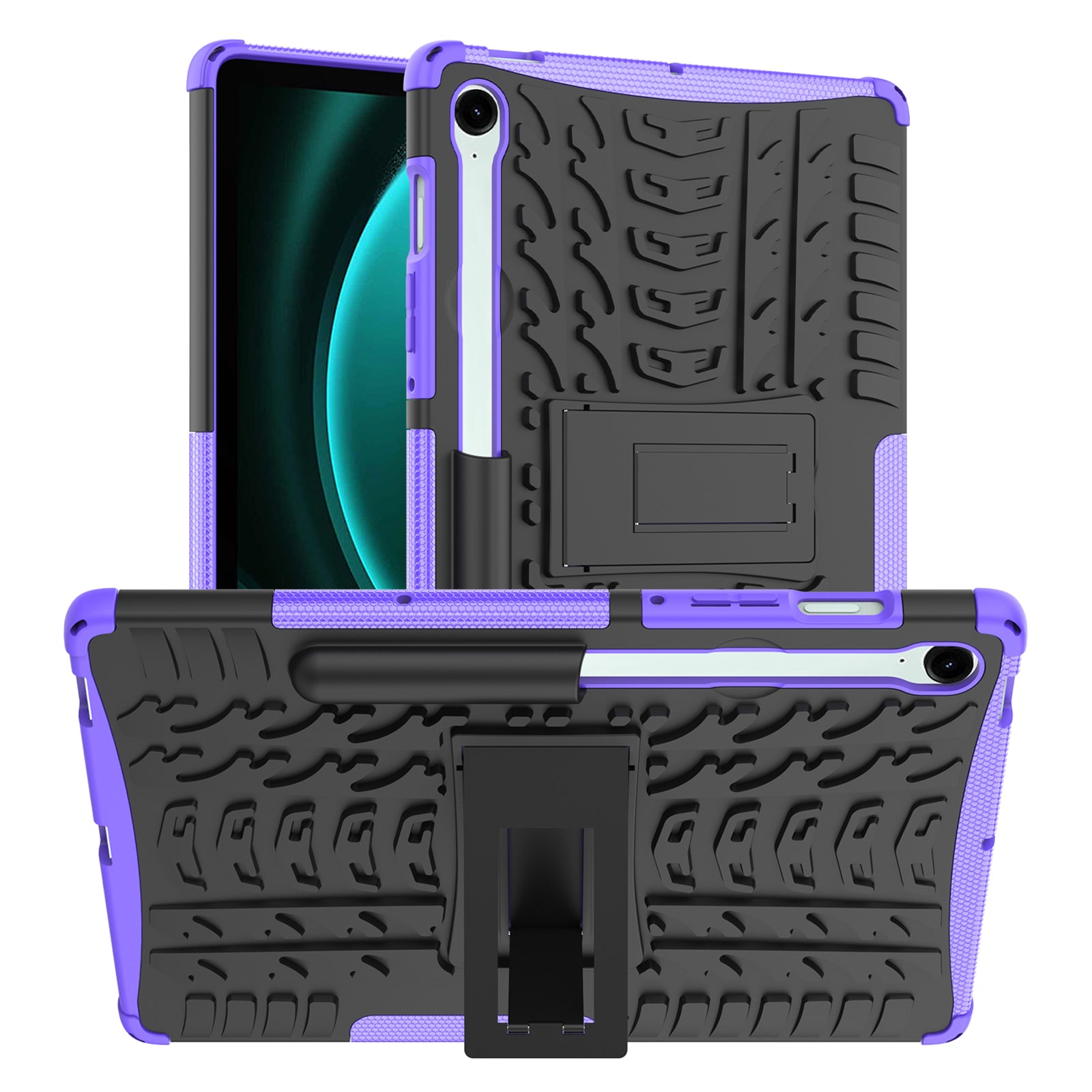 For Samsung Galaxy Tab S9 FE Kickstand Case TPU+PC Tablet Cover Tire Texture