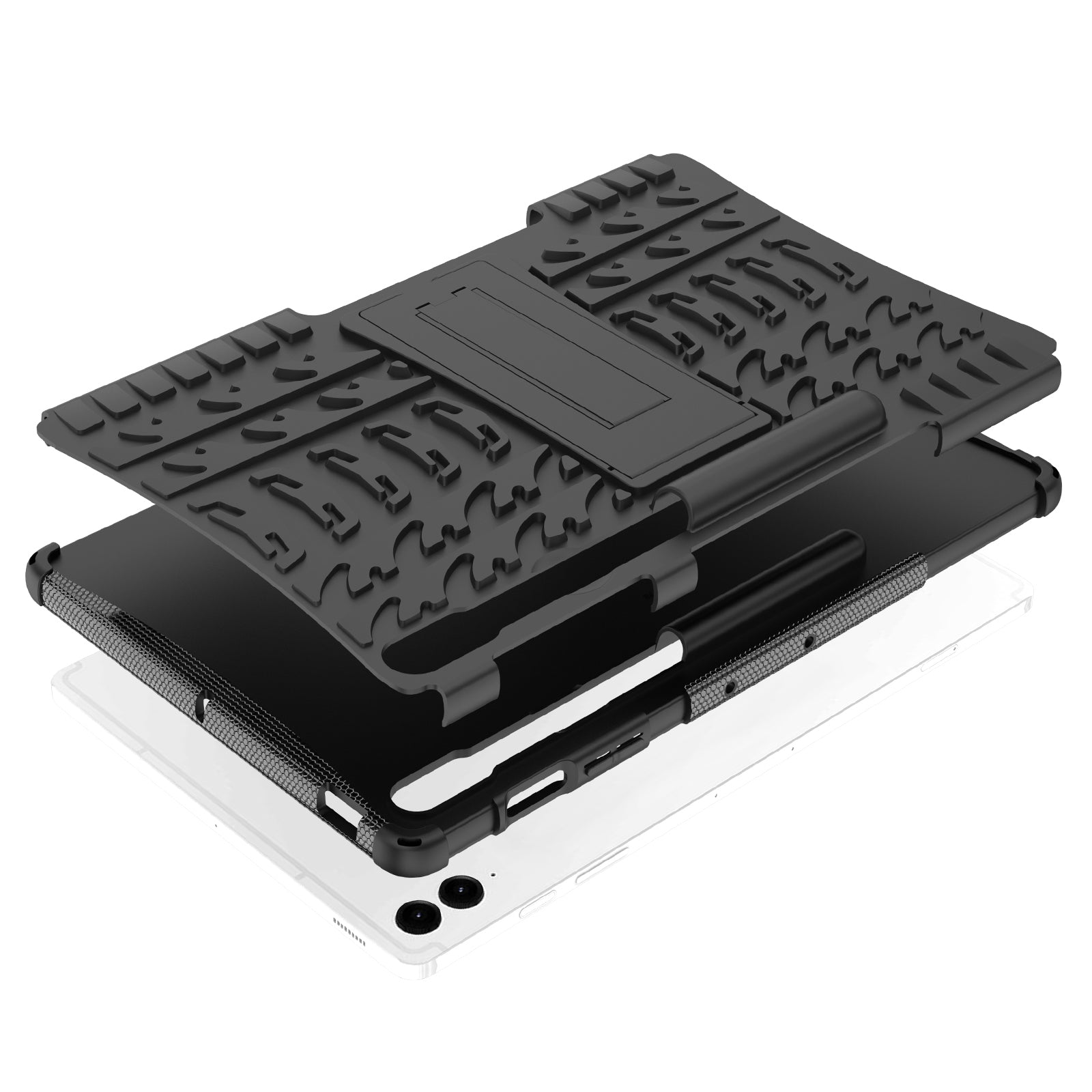 For Samsung Galaxy Tab S9 FE+ Case Tire Texture Kickstand TPU+PC Tablet Cover