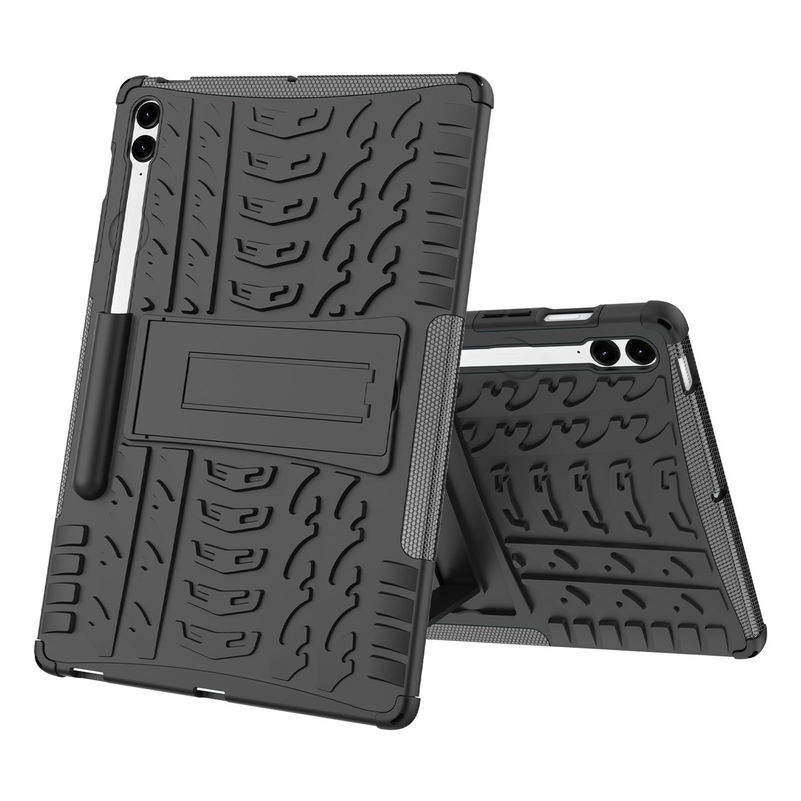 For Samsung Galaxy Tab S9 FE+ Case Tire Texture Kickstand TPU+PC Tablet Cover