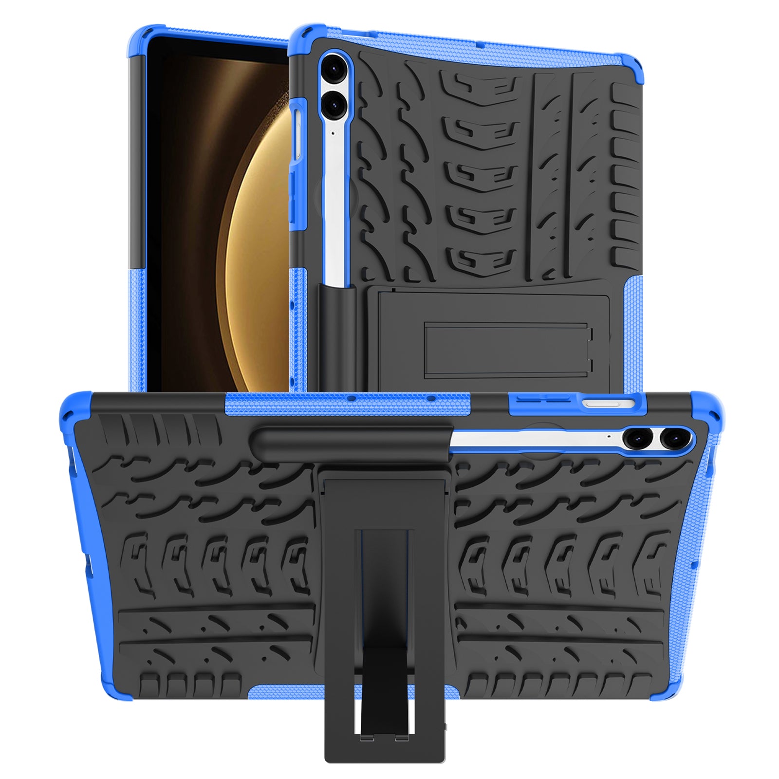 For Samsung Galaxy Tab S9 FE+ Case Tire Texture Kickstand TPU+PC Tablet Cover